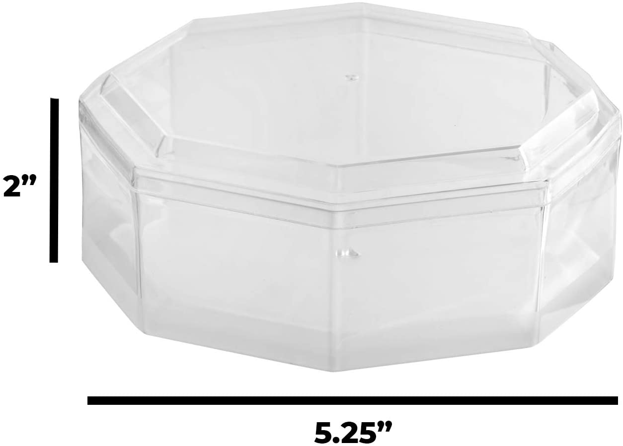 Clear Acrylic Boxes 5.25"x2" Octagonal 12 Pack