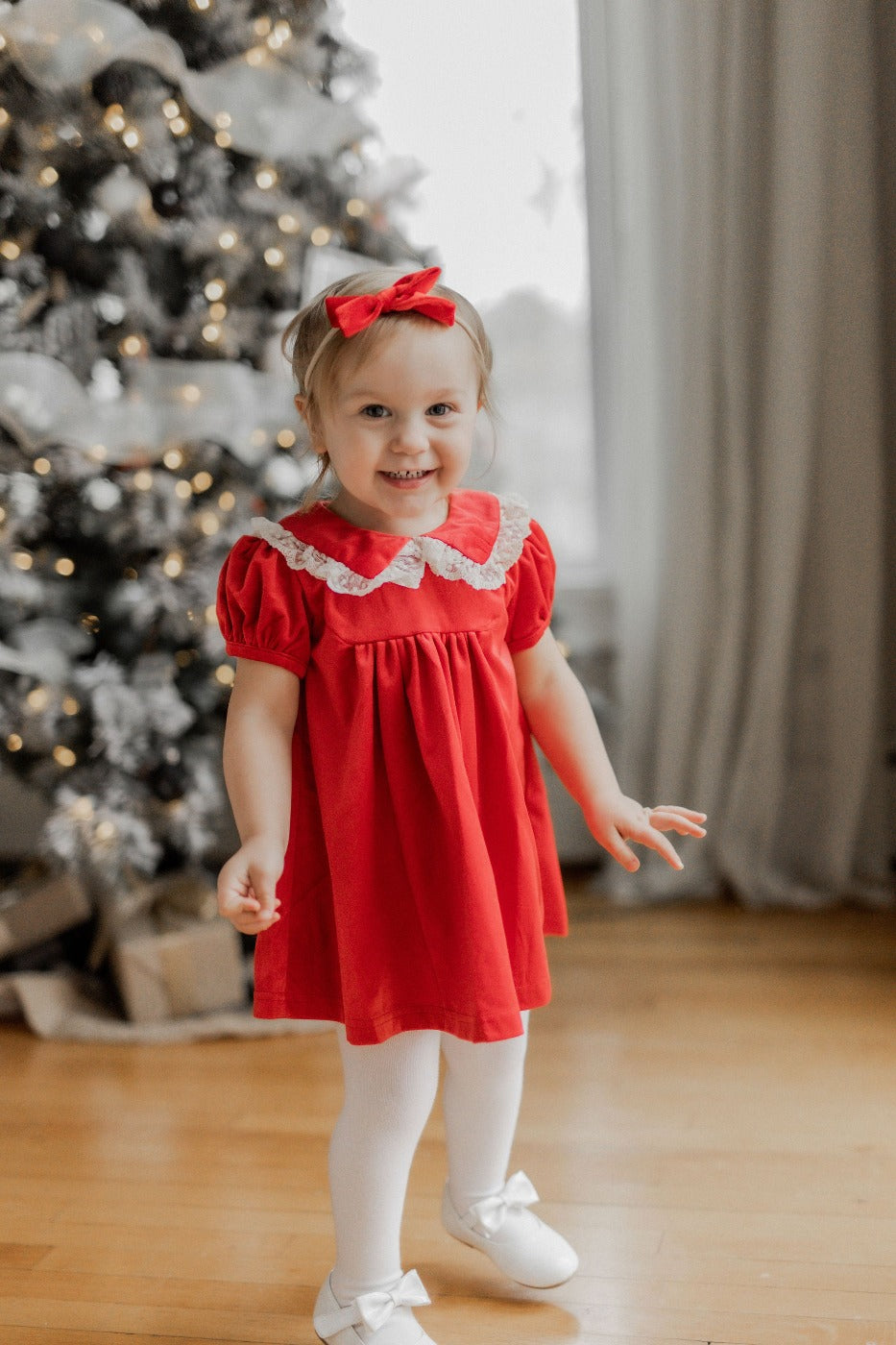 Red Christmas Dress In Velvet For Girls