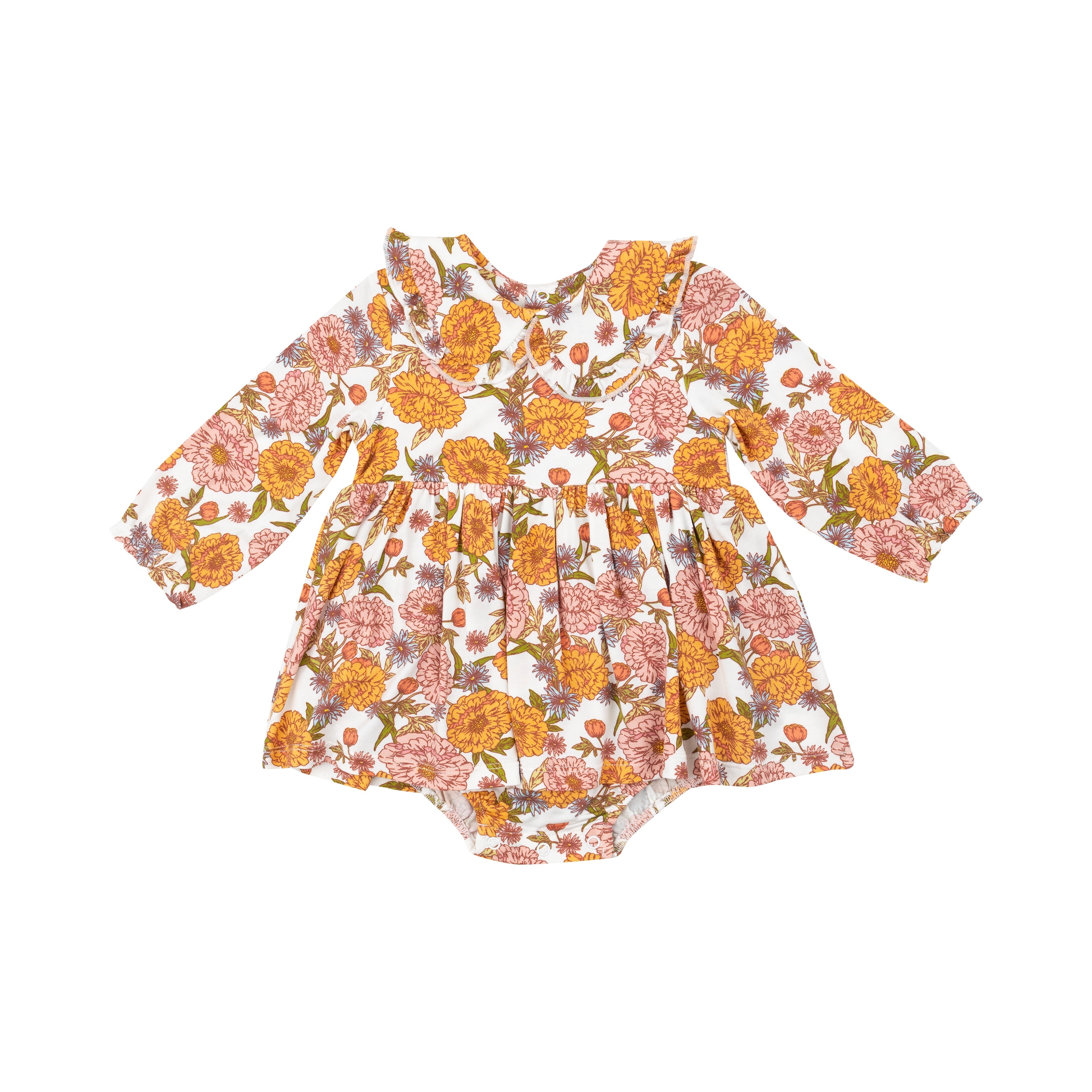 Ruffled Peter Pan Collar Bubble With Skirt - Ambers Floral