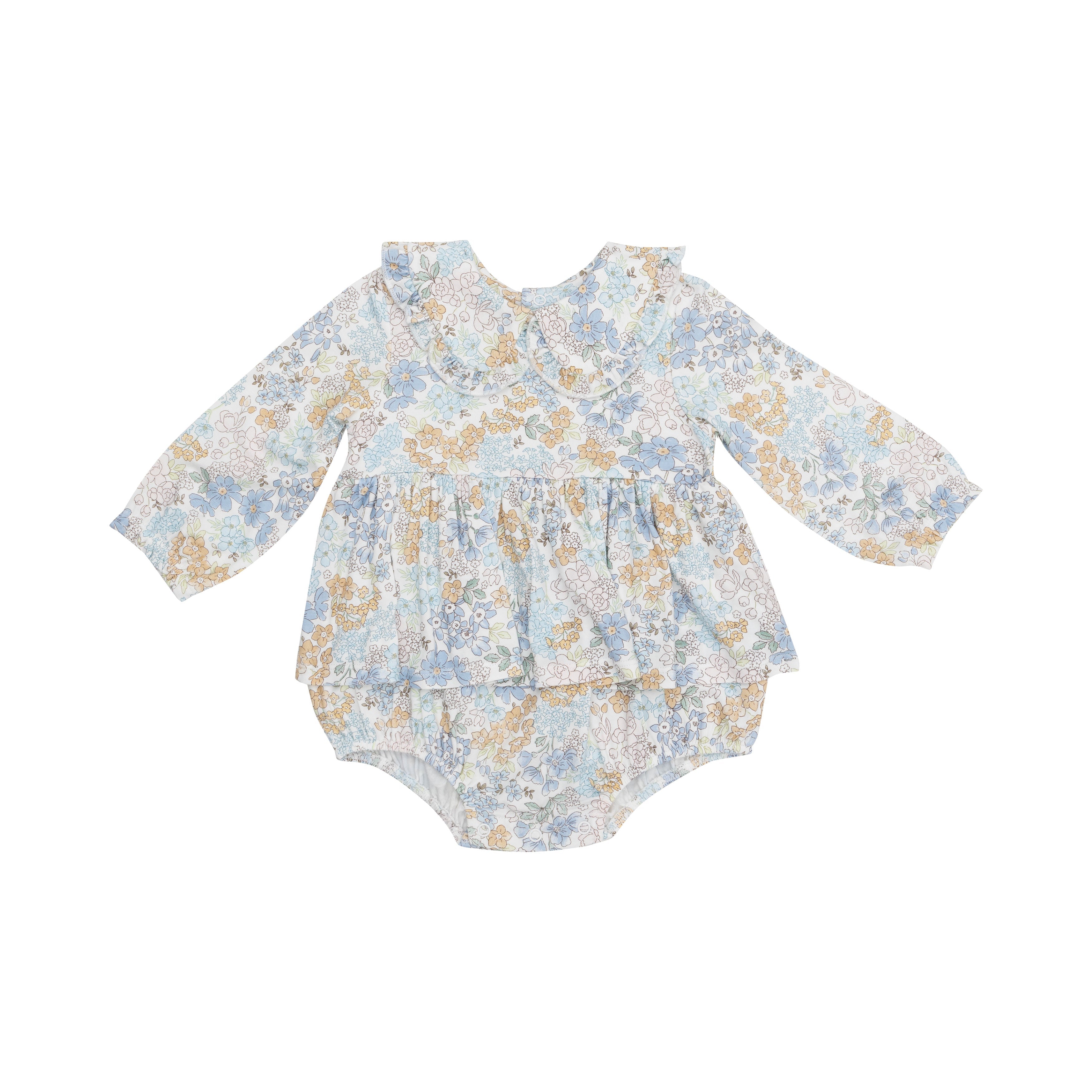 L/s Peter Pan Ruffle Collar Bubble W/ Skirt - Edith's Floral