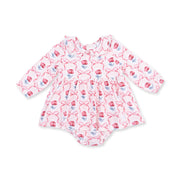 Leslie Rose - Long Sleeve Peter Pan Ruffle Collar Bubble With Skirt
