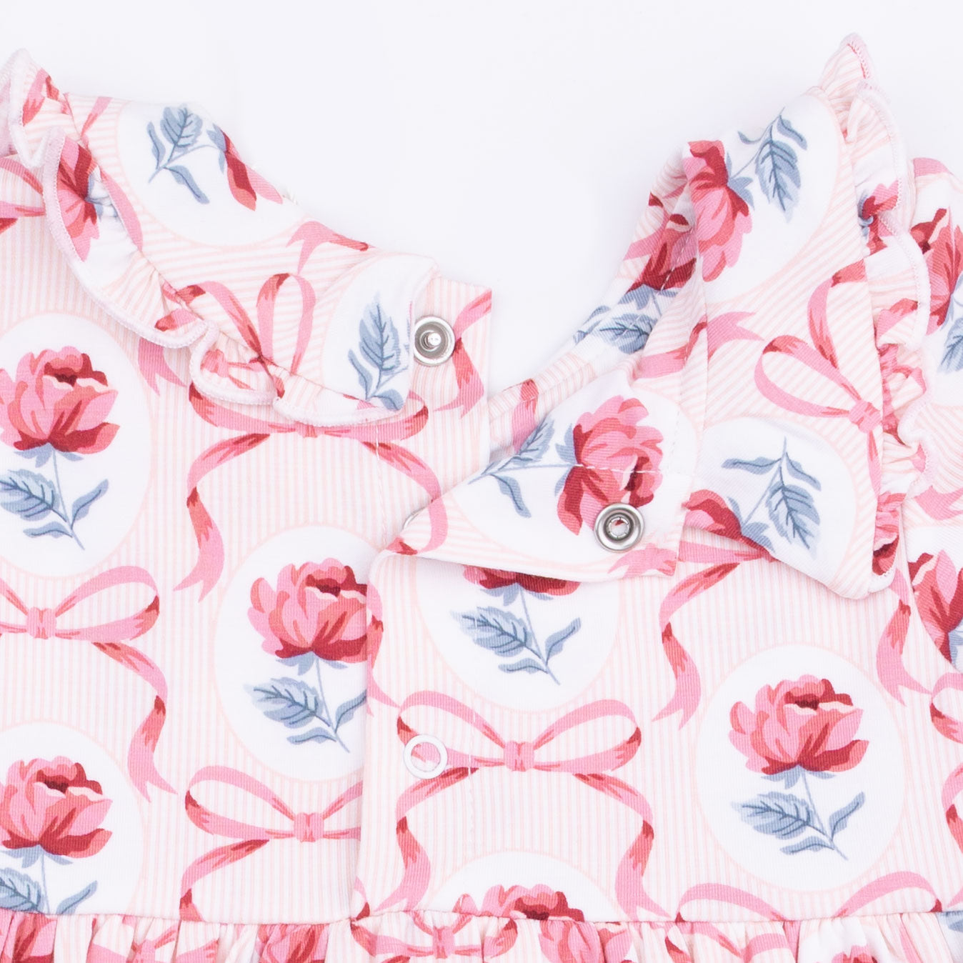 Leslie Rose - Long Sleeve Peter Pan Ruffle Collar Bubble With Skirt