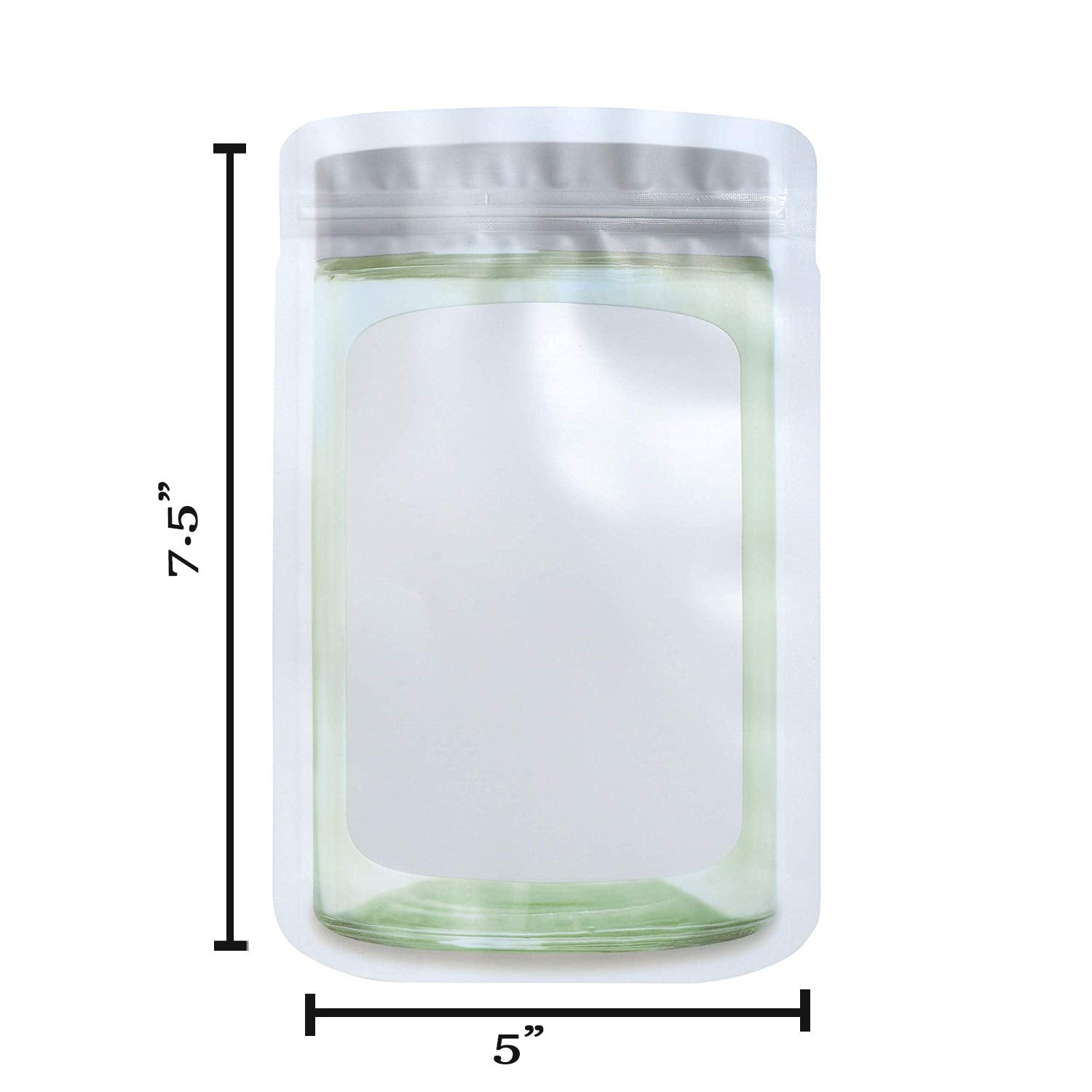 Jar Shape Airtight Bag Silver 5"x7.5" 20 Packs