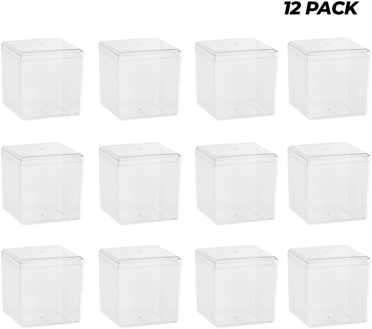 Clear Acrylic Boxes 3"x3"x3" 12 Pack