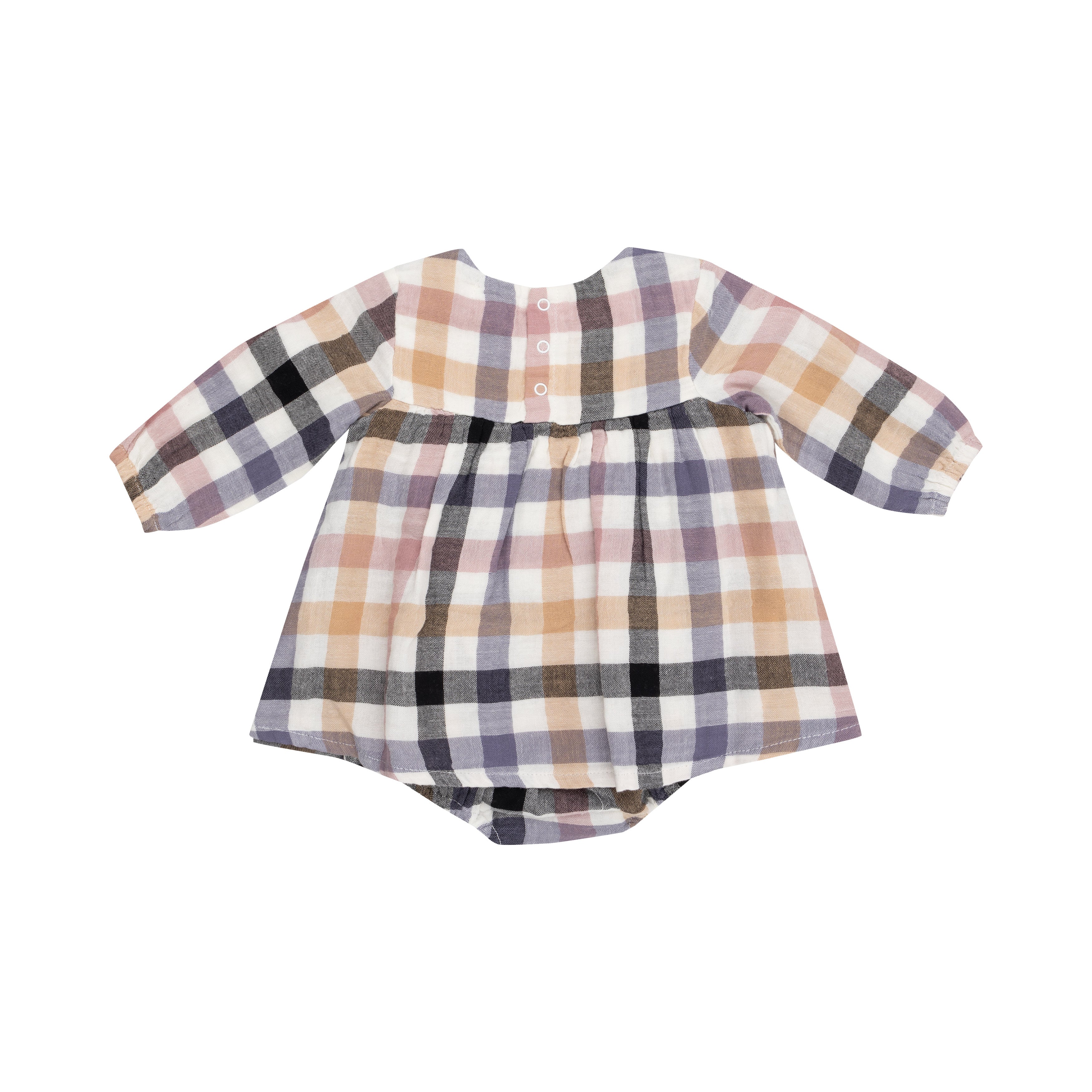 L/s Smocked Ruffle Bubble W/ Skirt - Harvest Plaid