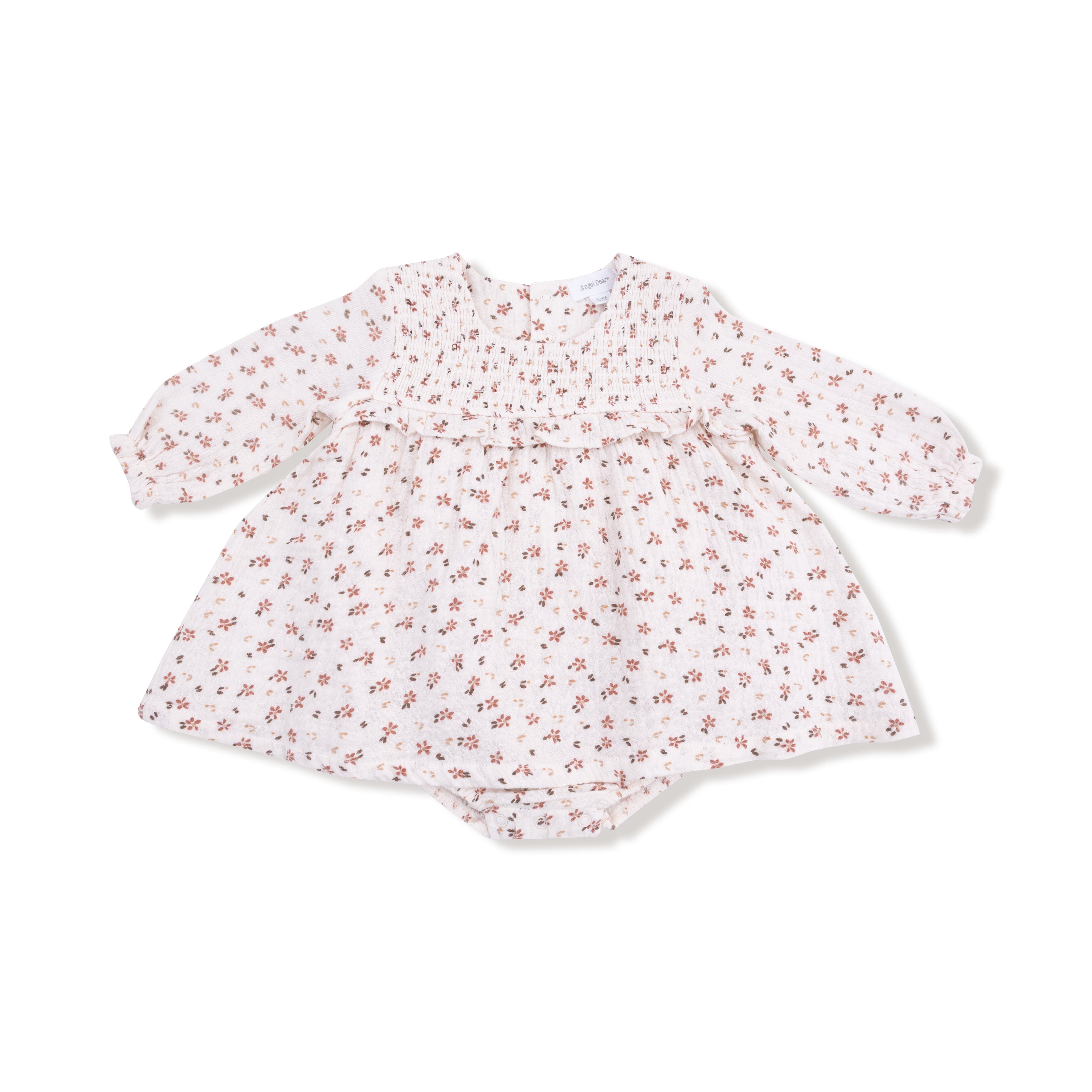 Long Sleeve Smocked Ruffle Bubble With Skirt