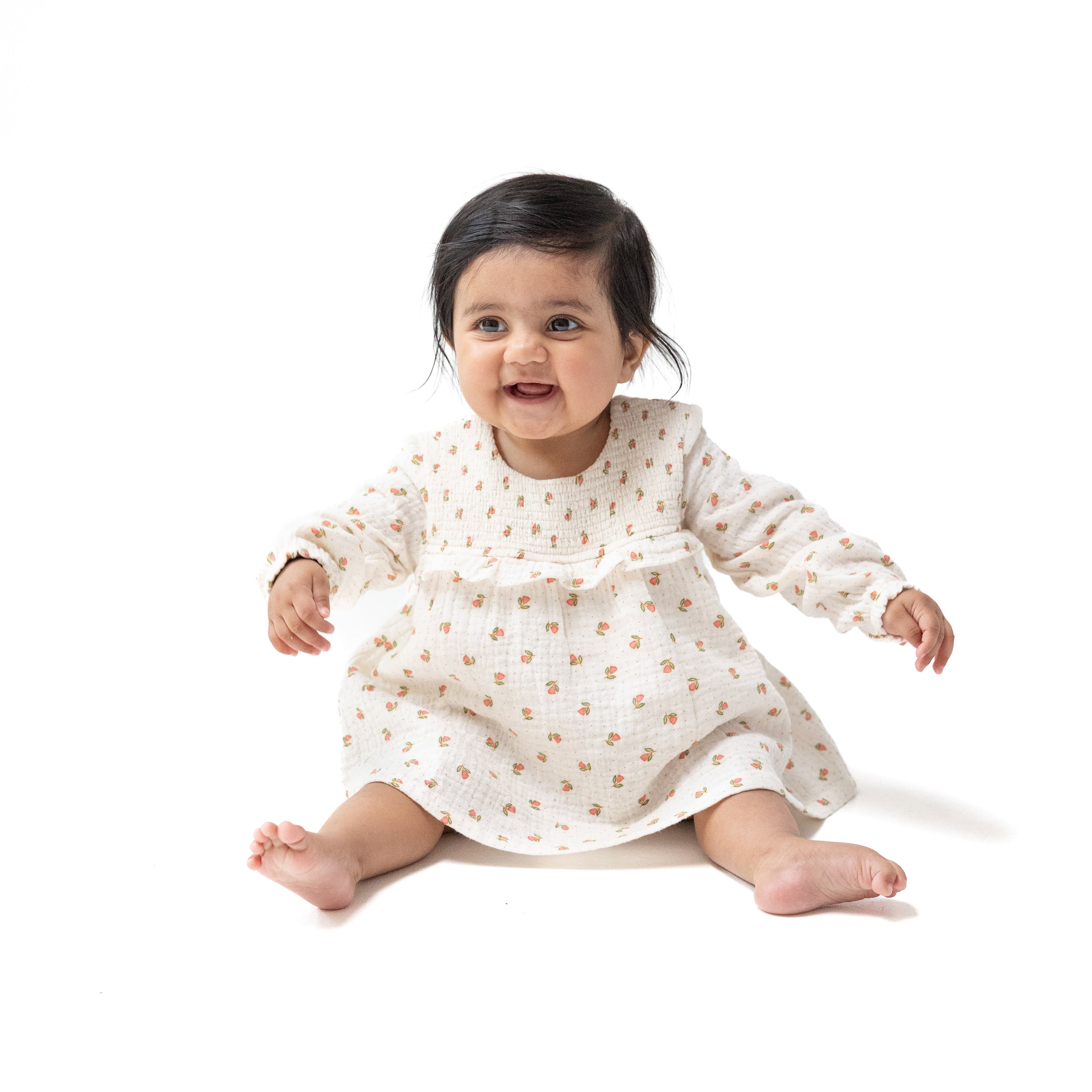 Long Sleeve Smocked Ruffle Bubble With Skirt  *pre- Order - This Item Will Not Ship Until After  9.2 And Will Ship Separately From Other Items In Your Order.