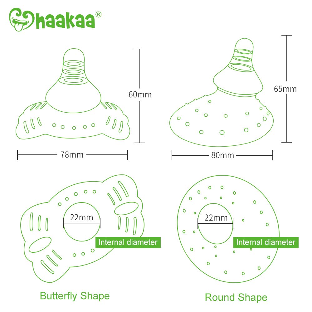 Haakaa Silicone Breastfeeding Nipple Shield, Butterfly Shape 1 Pk