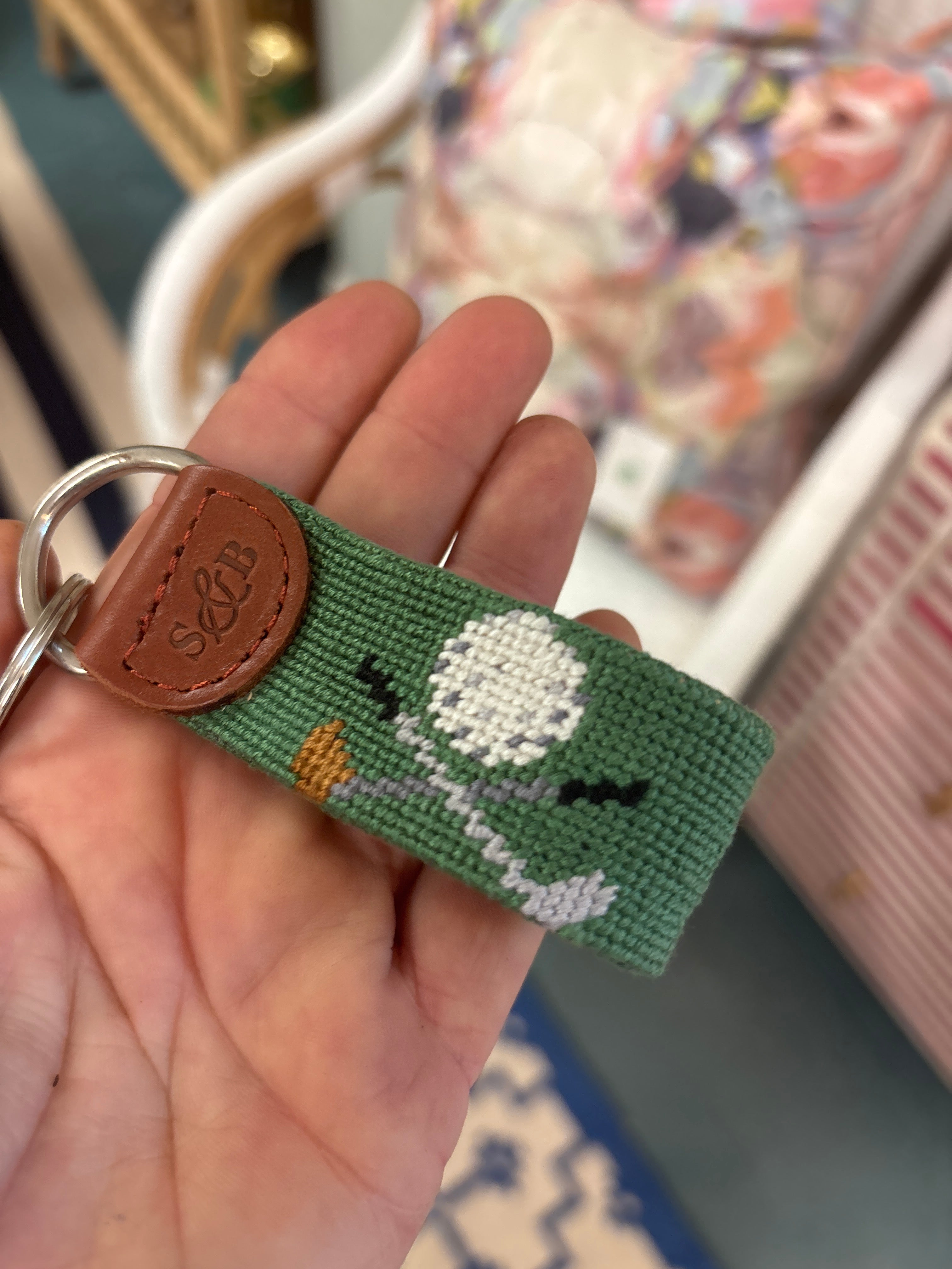 Crossed Clubs Key Fob - Sage Green