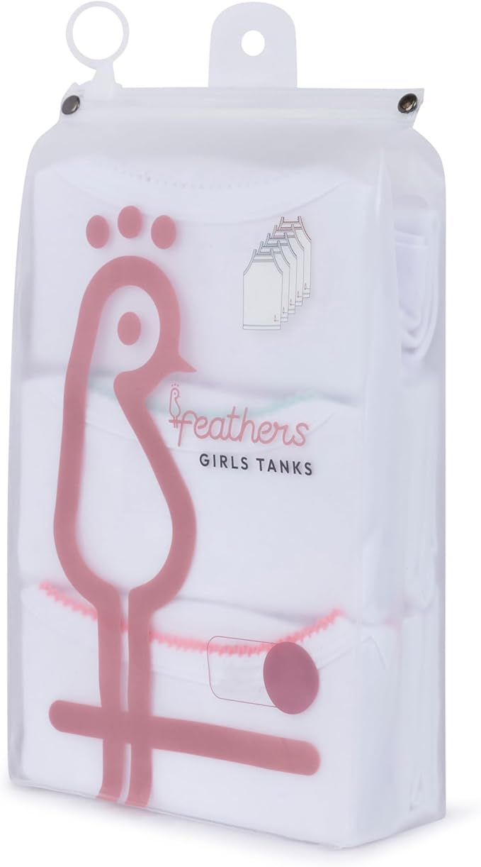 Feathers Girls Undershirts Tagless Camisoles - 5 Pk Super Soft Cotton Cami Girls Tank Tops