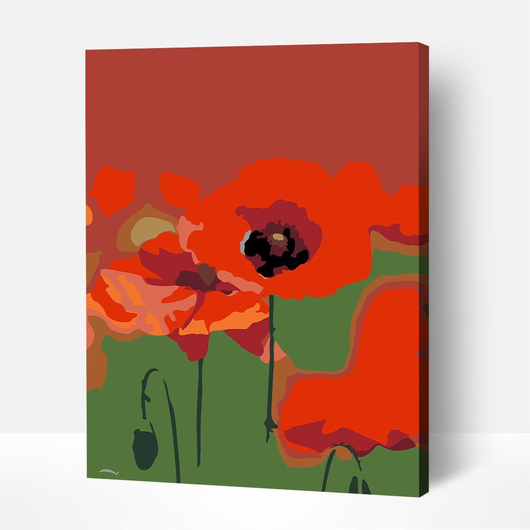 Poppy Flower – Paint By Numbers Kit | Artwille | 14x18 Inch Canvas