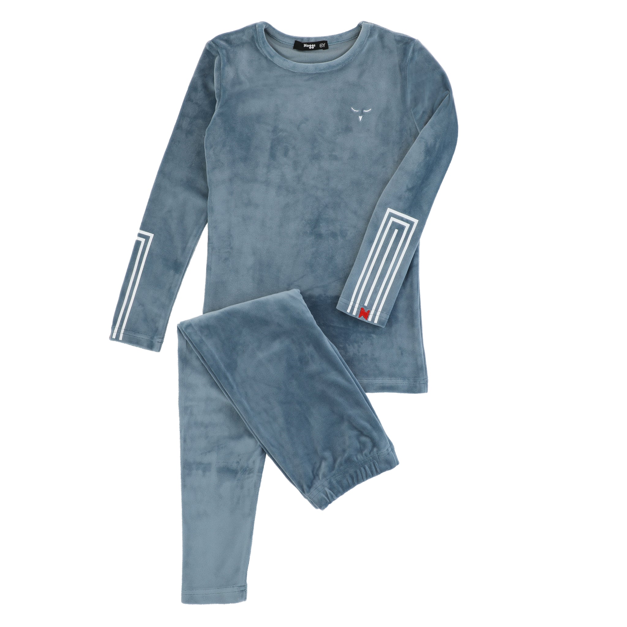 Rectangle Print On Sleeve Loungewear Set, Moonlight Blue