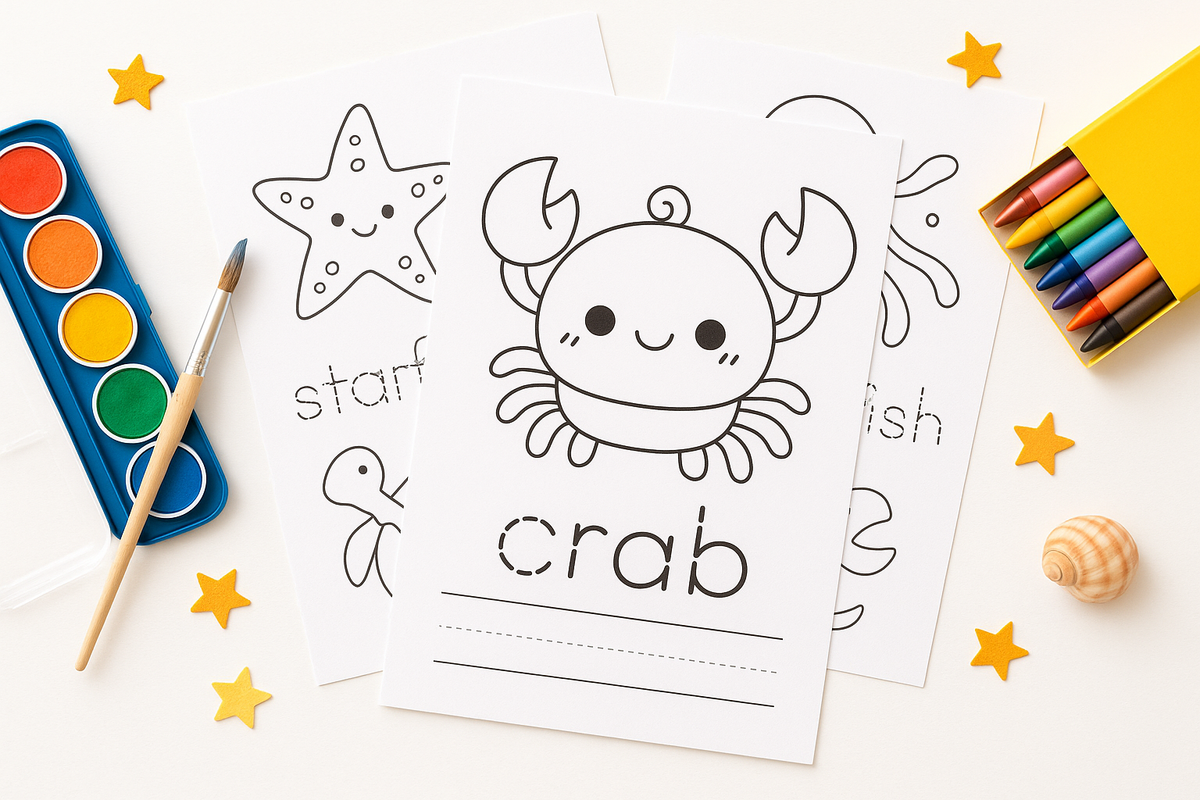 Kawaii Ocean Alphabet Tracing & Coloring Book | Digital Download Pdf