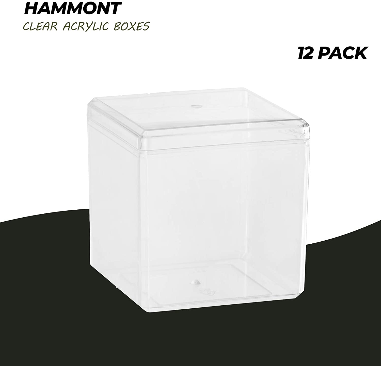 Clear Acrylic Boxes 3"x3"x3" 12 Pack