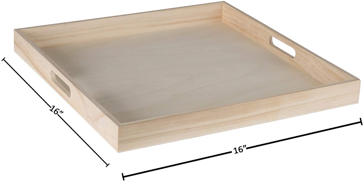 Wooden Square Nested Serving Trays Large 5 Piece Set