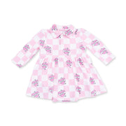 Heart Tattoo Check Pink - Long Sleeve Tennis Bodysuit Dress