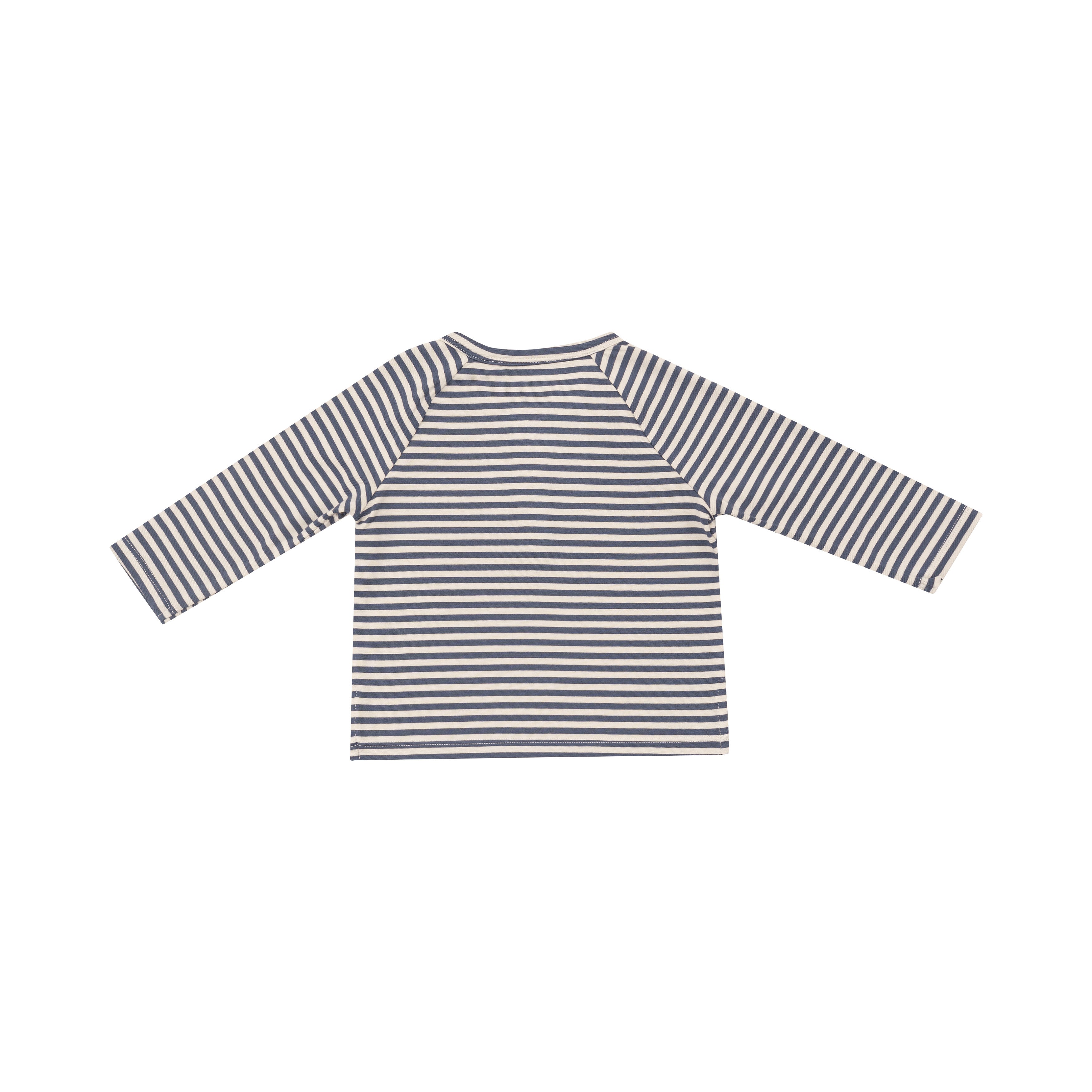 L/s Raglan Henley - Footballs + Navy & Oat Stripe