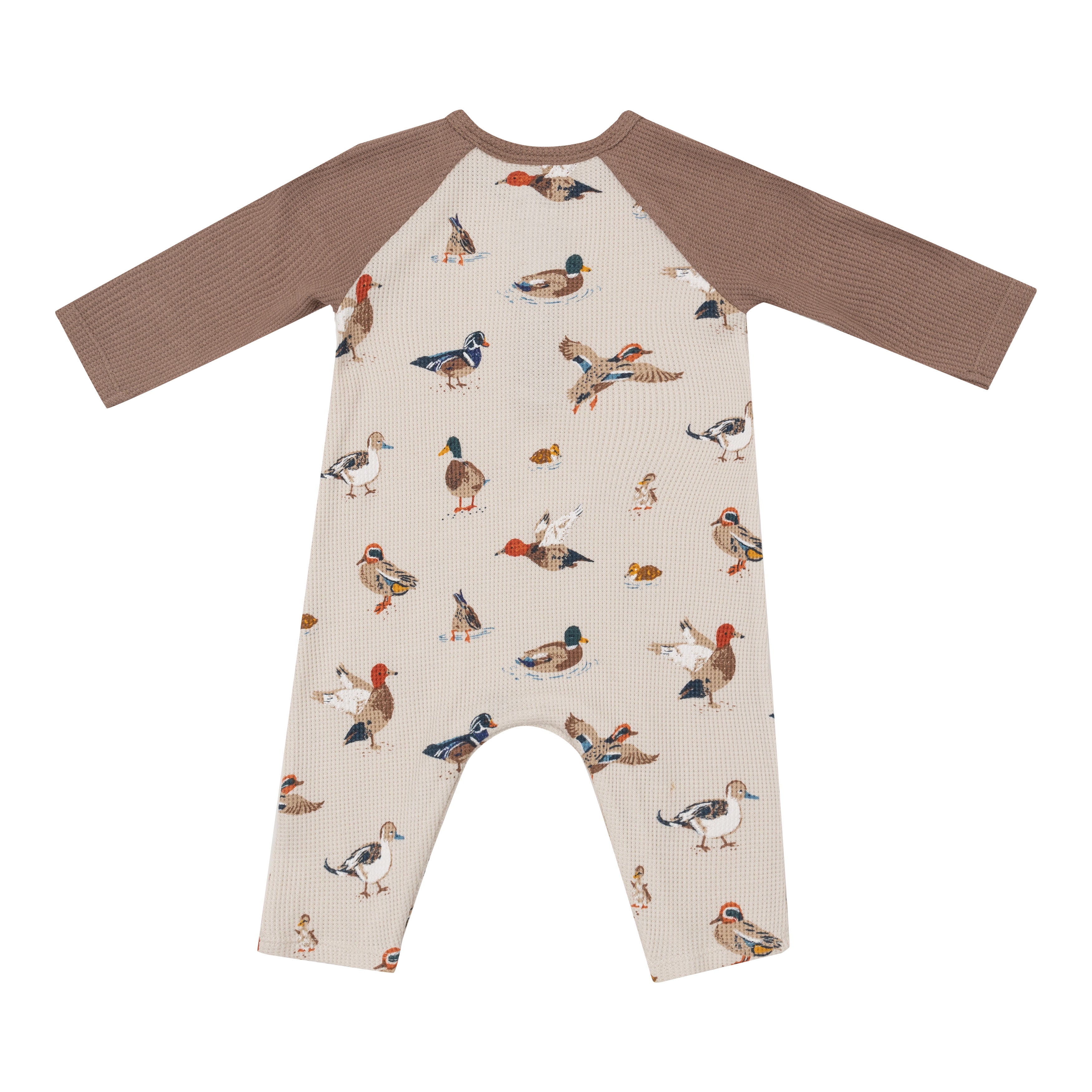 L/s Raglan Henley Romper - Ducks