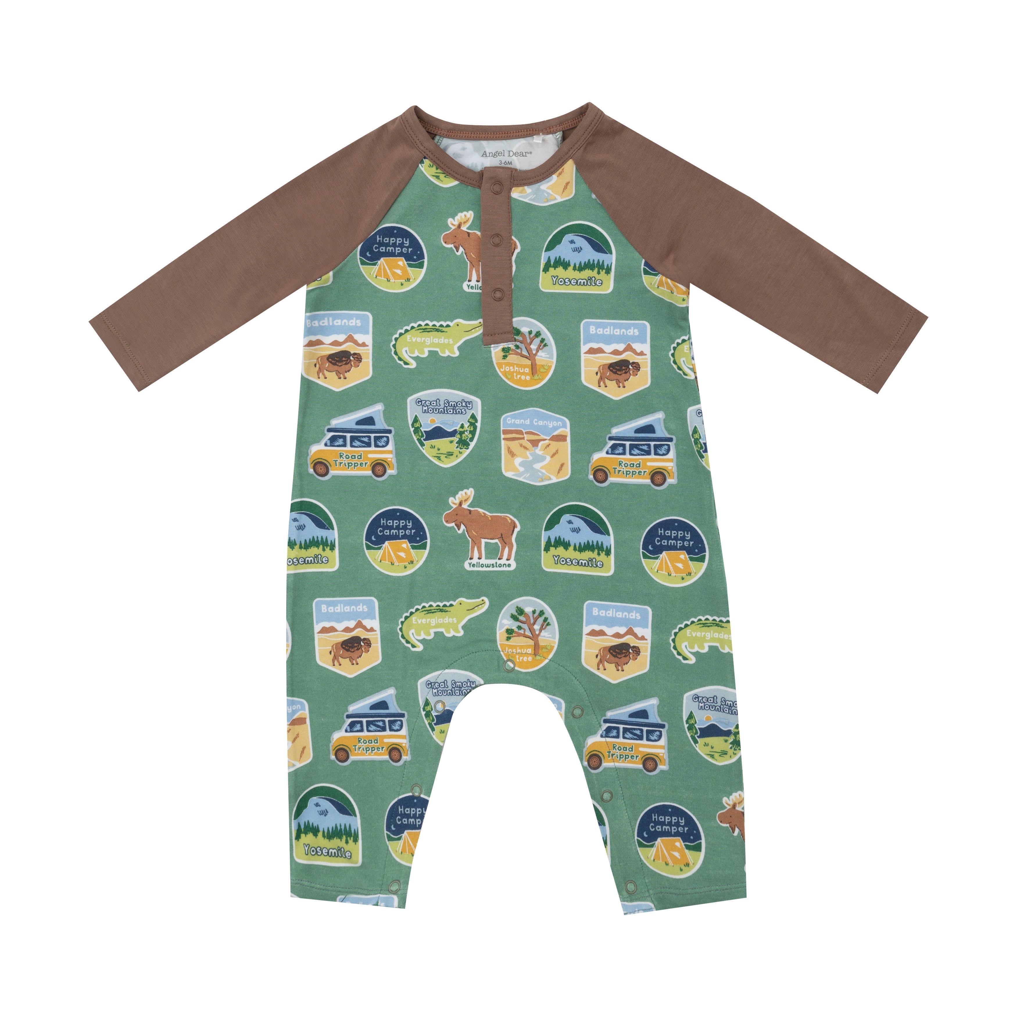 L/s Raglan Romper - National Park Stickers