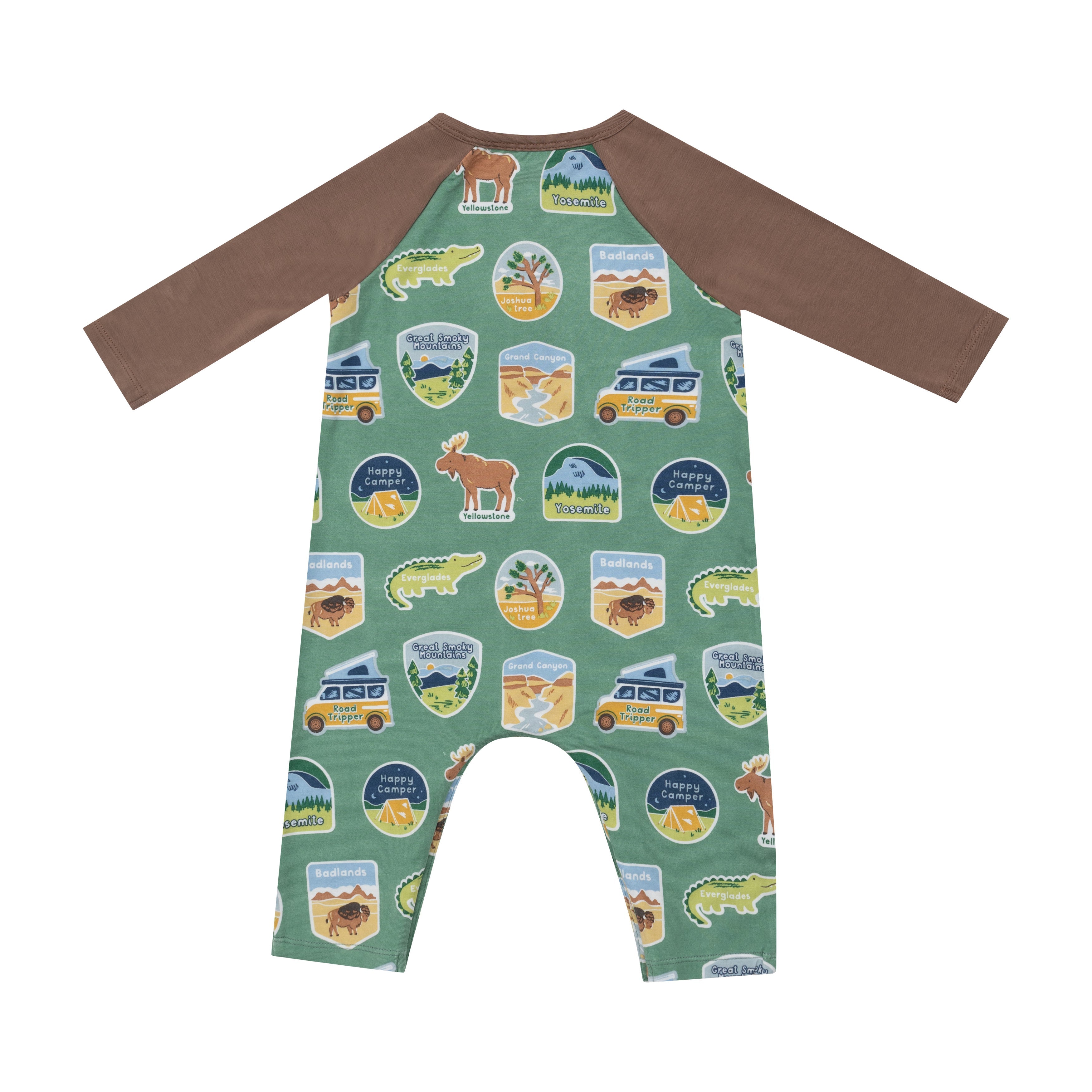 L/s Raglan Romper - National Park Stickers