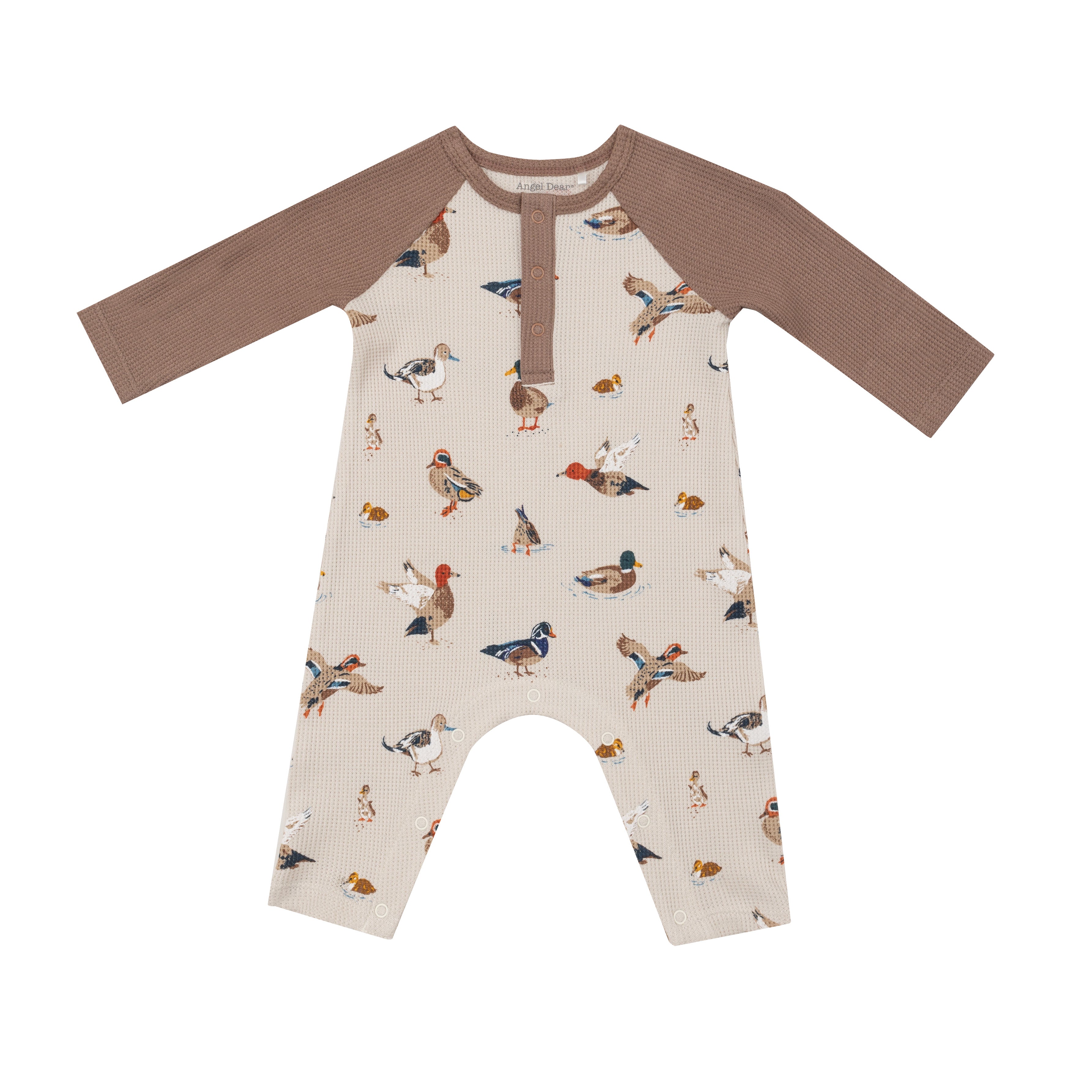 L/s Raglan Henley Romper - Ducks