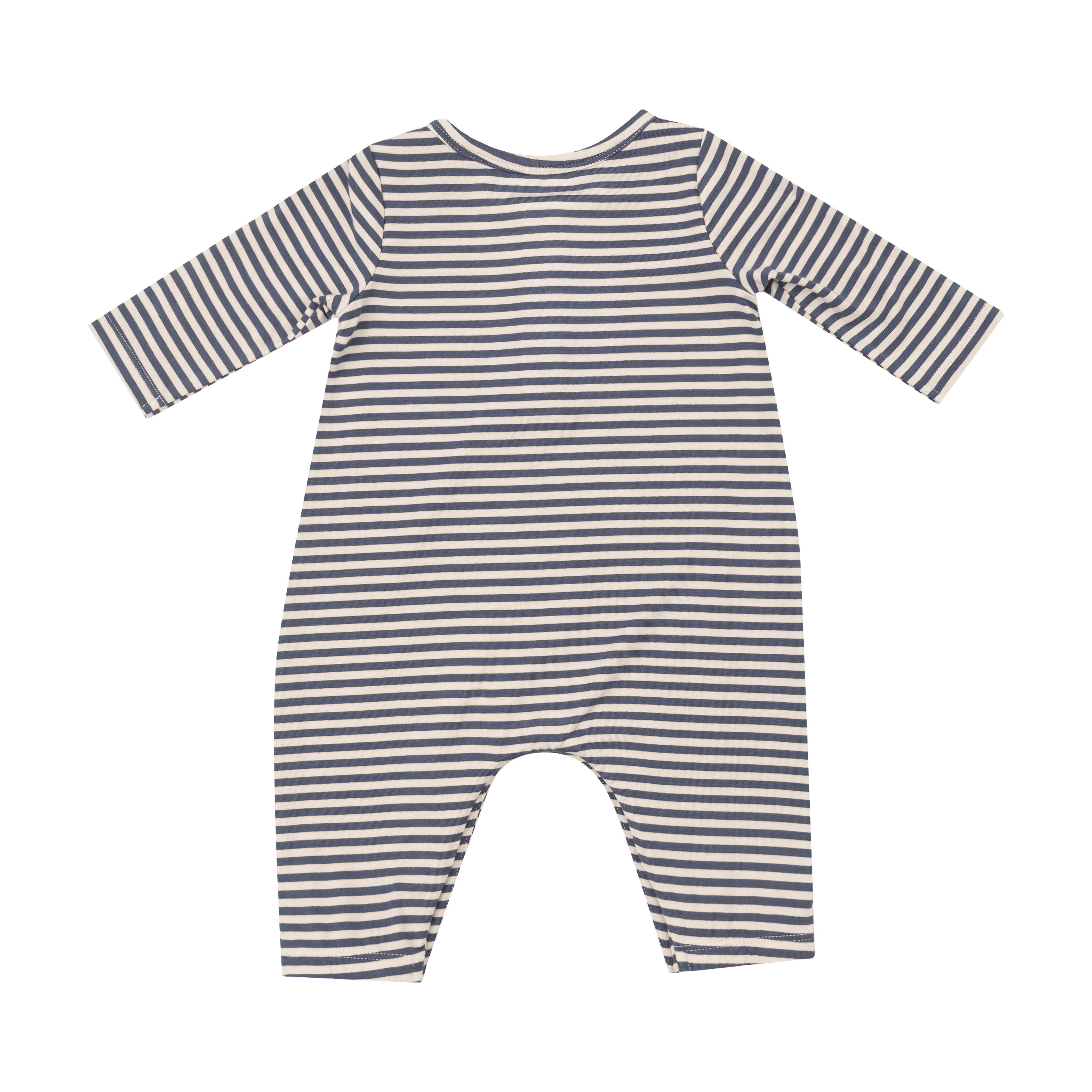 L/s Henley Romper - Footballs + Navy & Oat Stripe