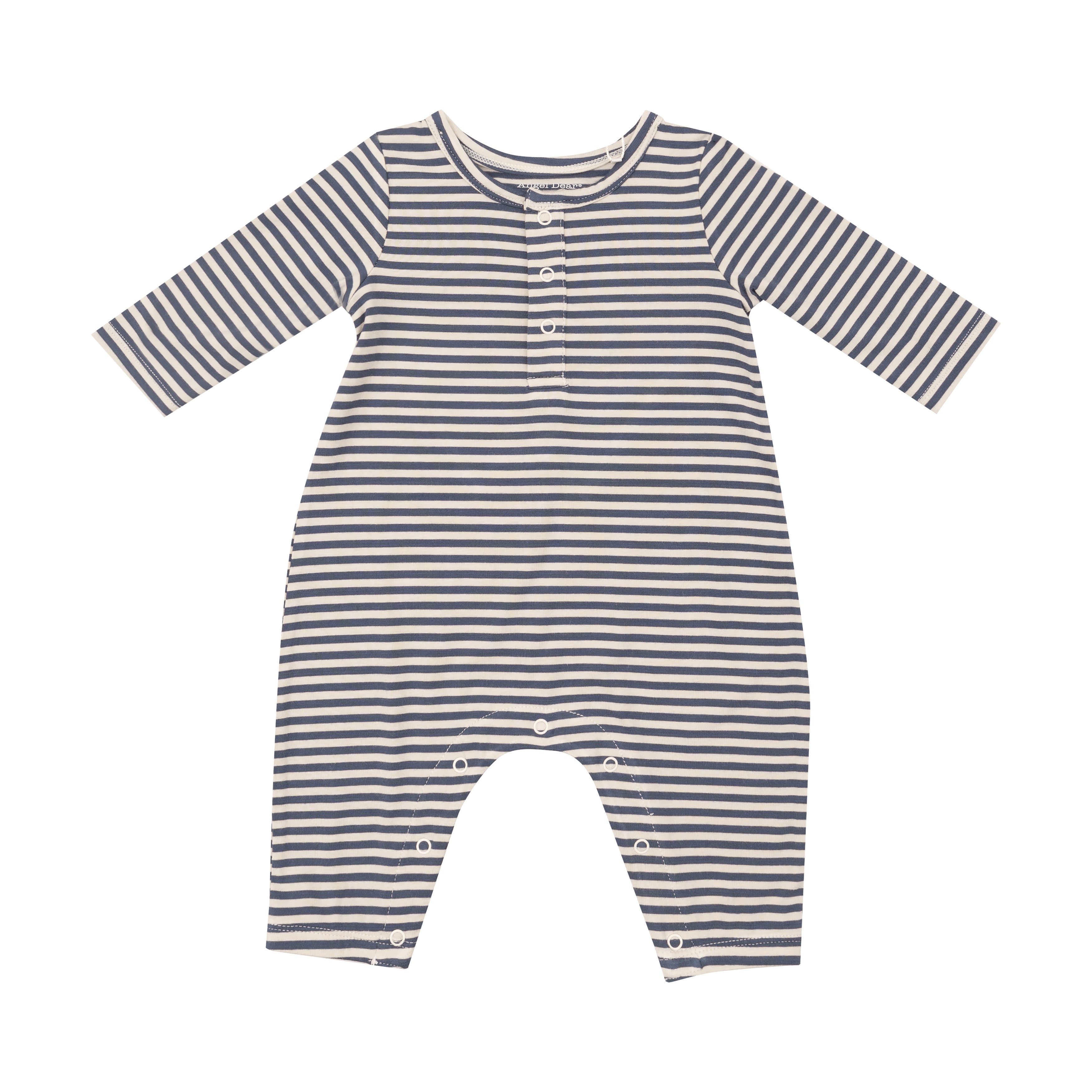 L/s Henley Romper - Footballs + Navy & Oat Stripe