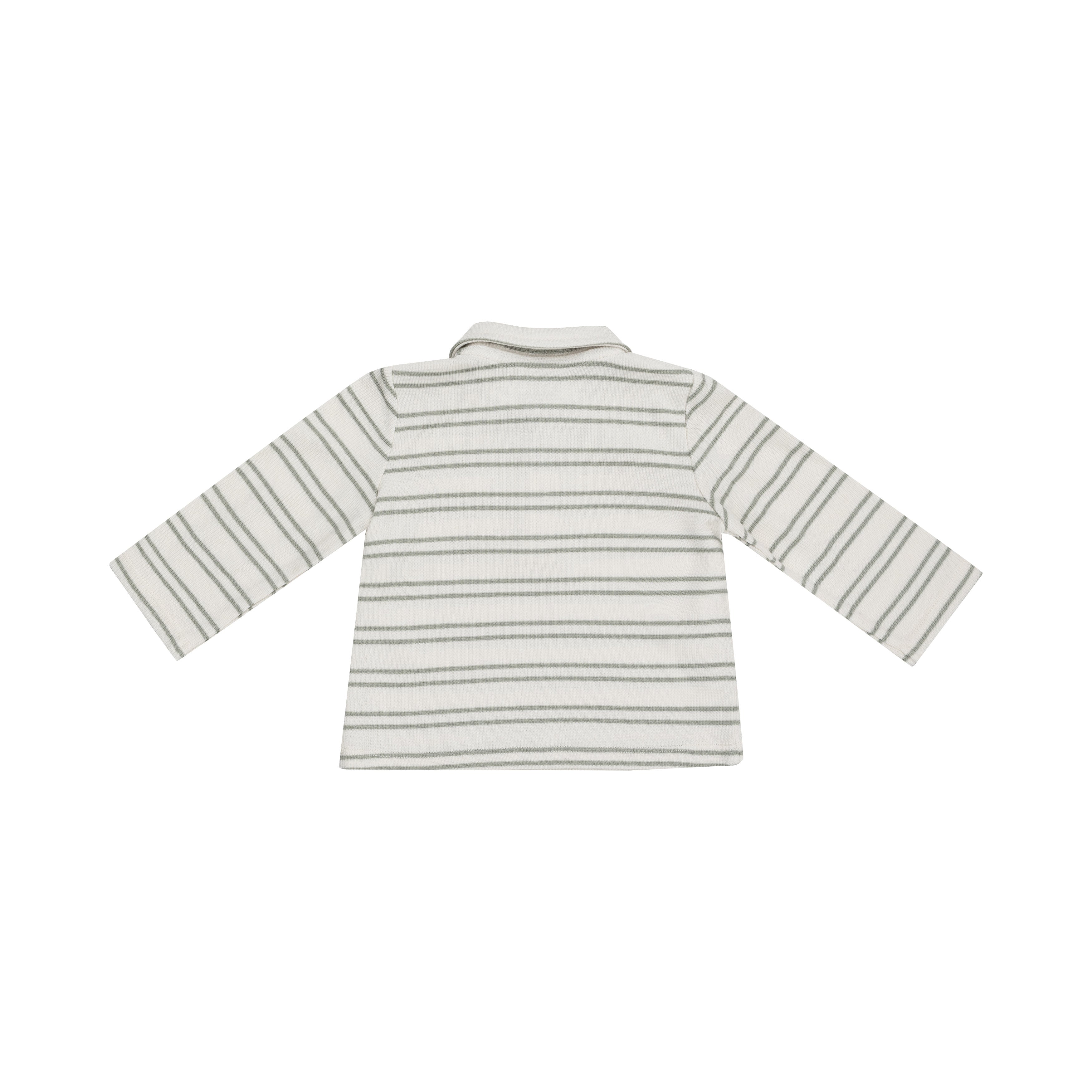 Polo L/s Shirt - Modal Rib Stripe - Desert Sage