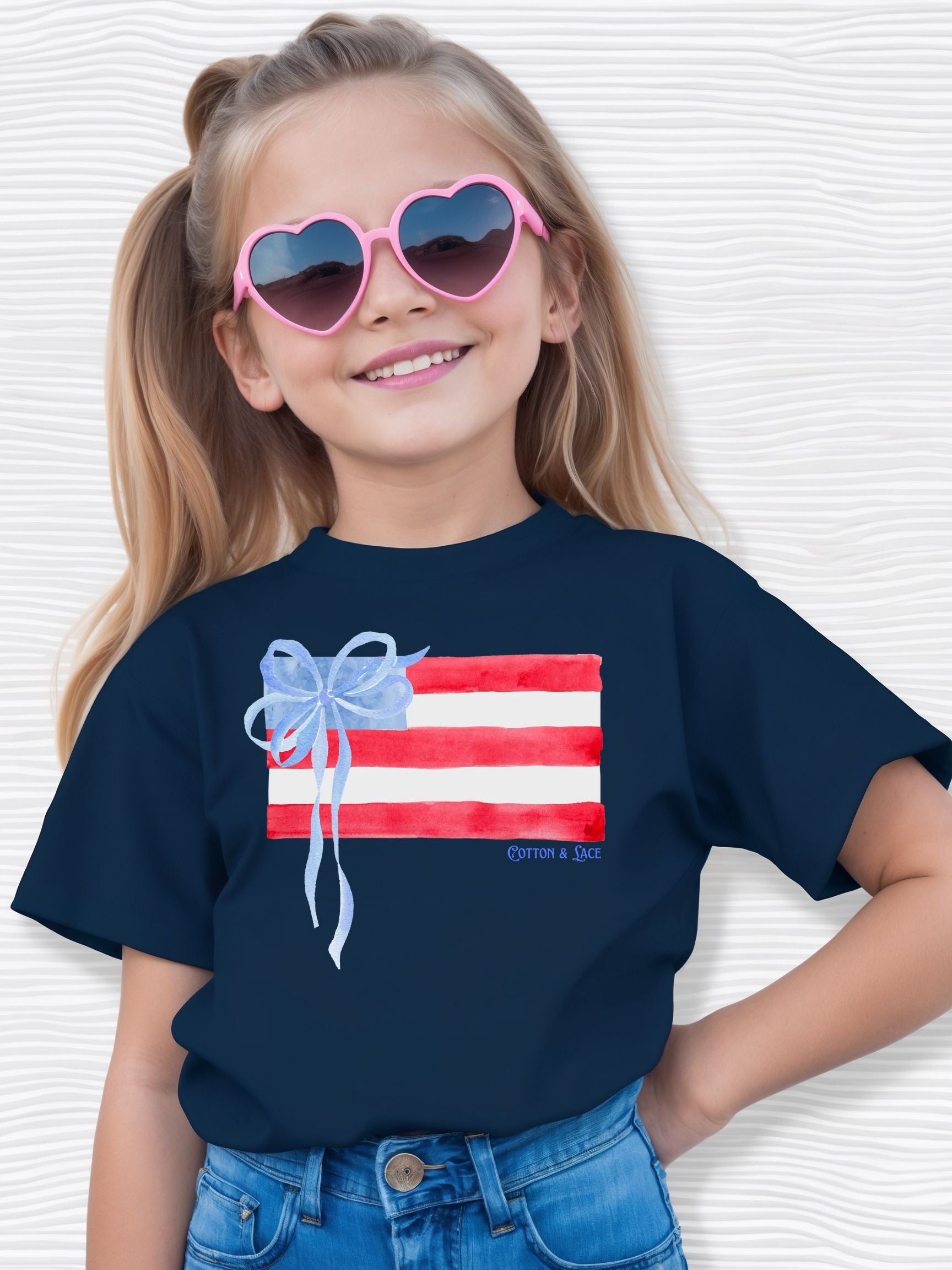 Comfort Colors Watercolor Flag With Bow