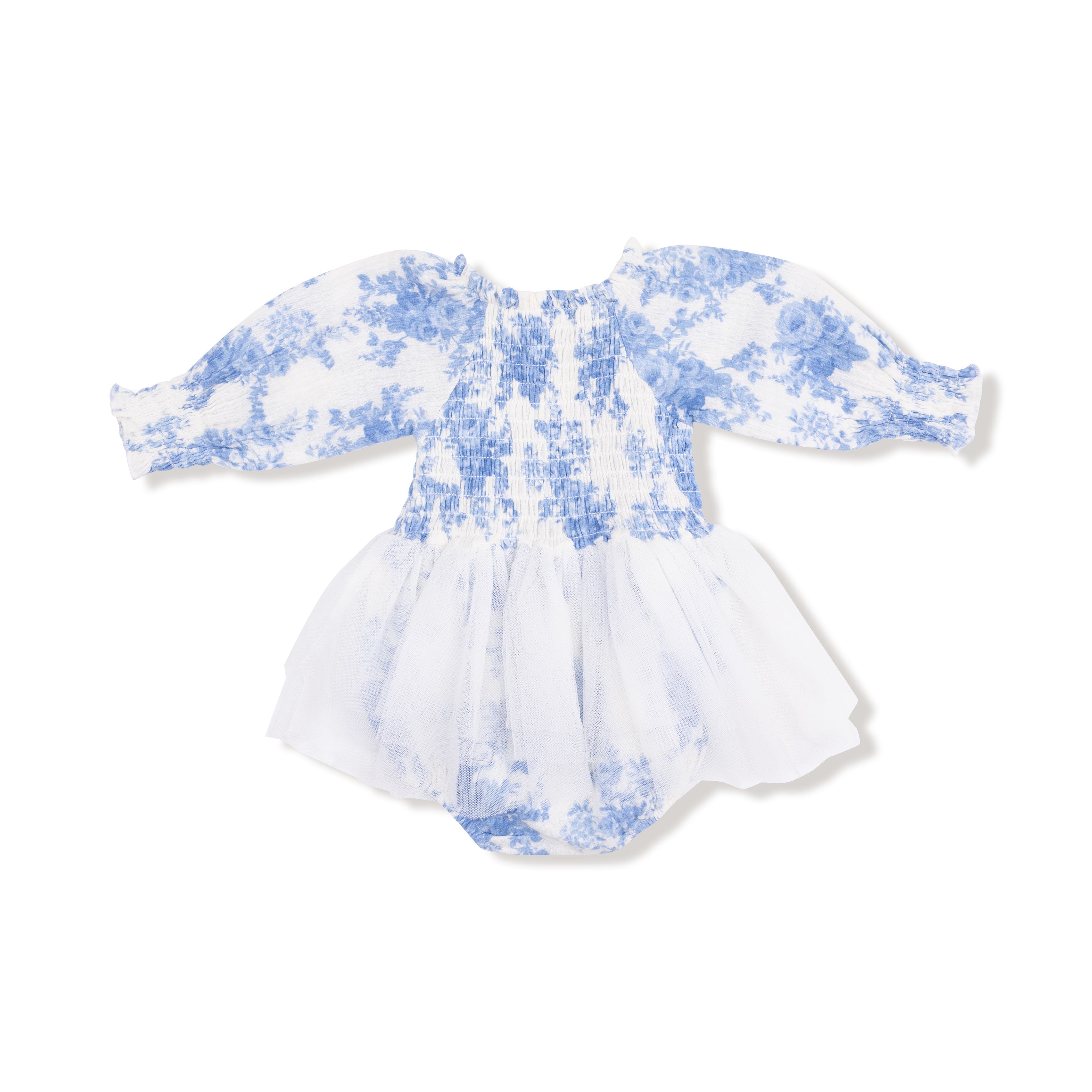 Long Sleeve Smocked Bubble With Tutu