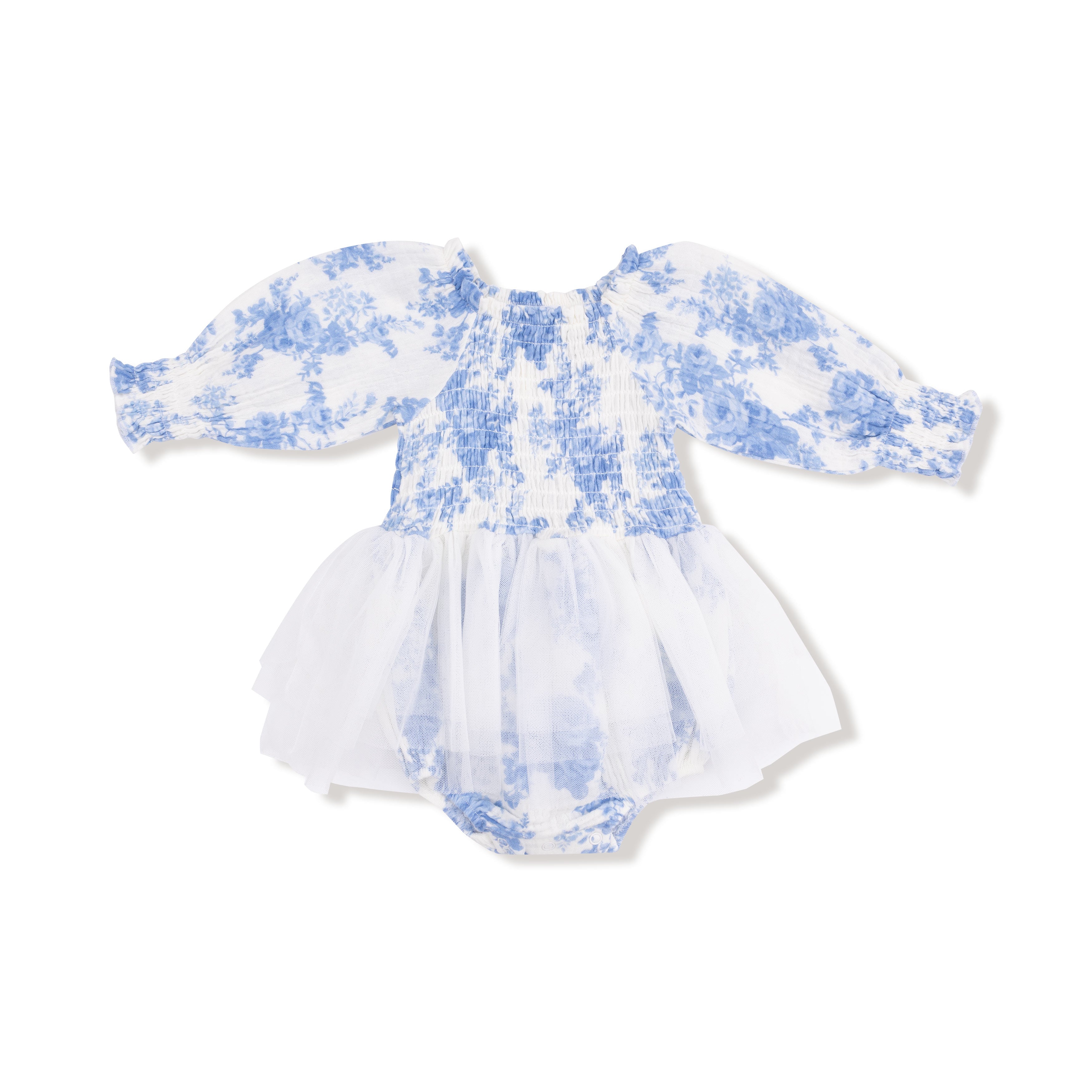 Long Sleeve Smocked Bubble With Tutu