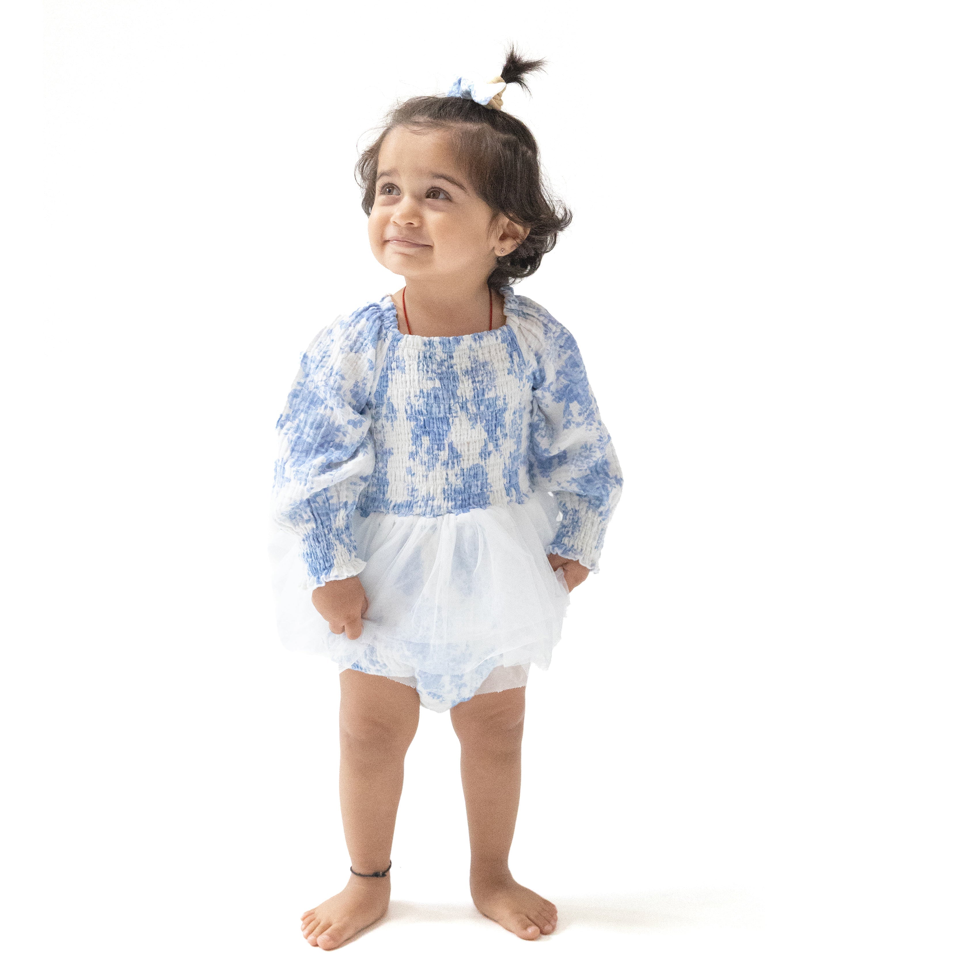 Long Sleeve Smocked Bubble With Tutu