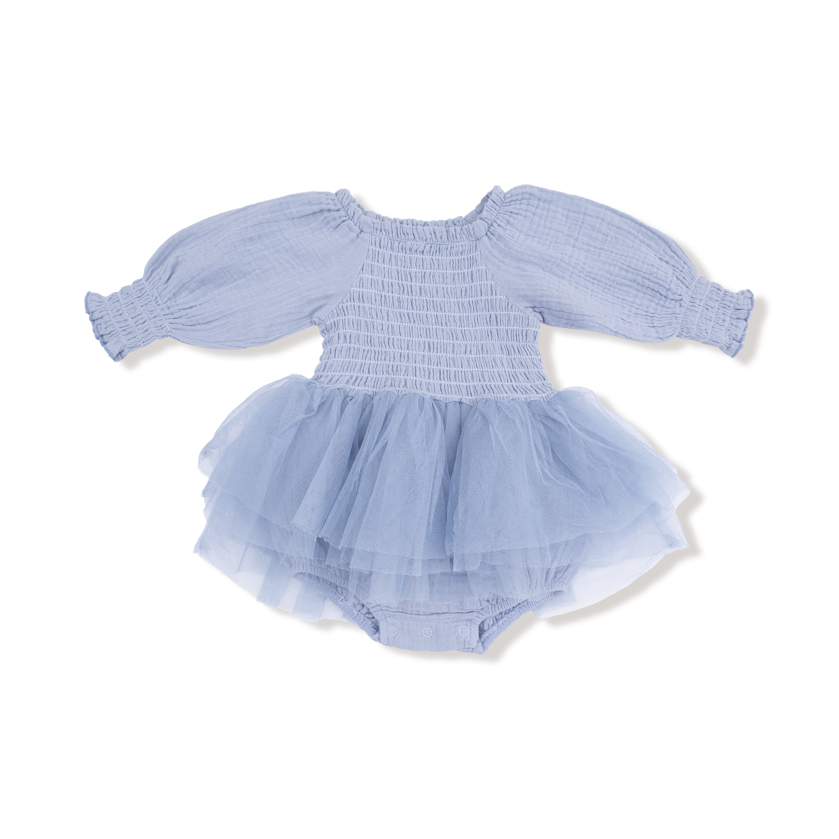 Long Sleeve Smocked Bubble With Tutu