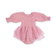 Long Sleeve Smocked Bubble With Tutu