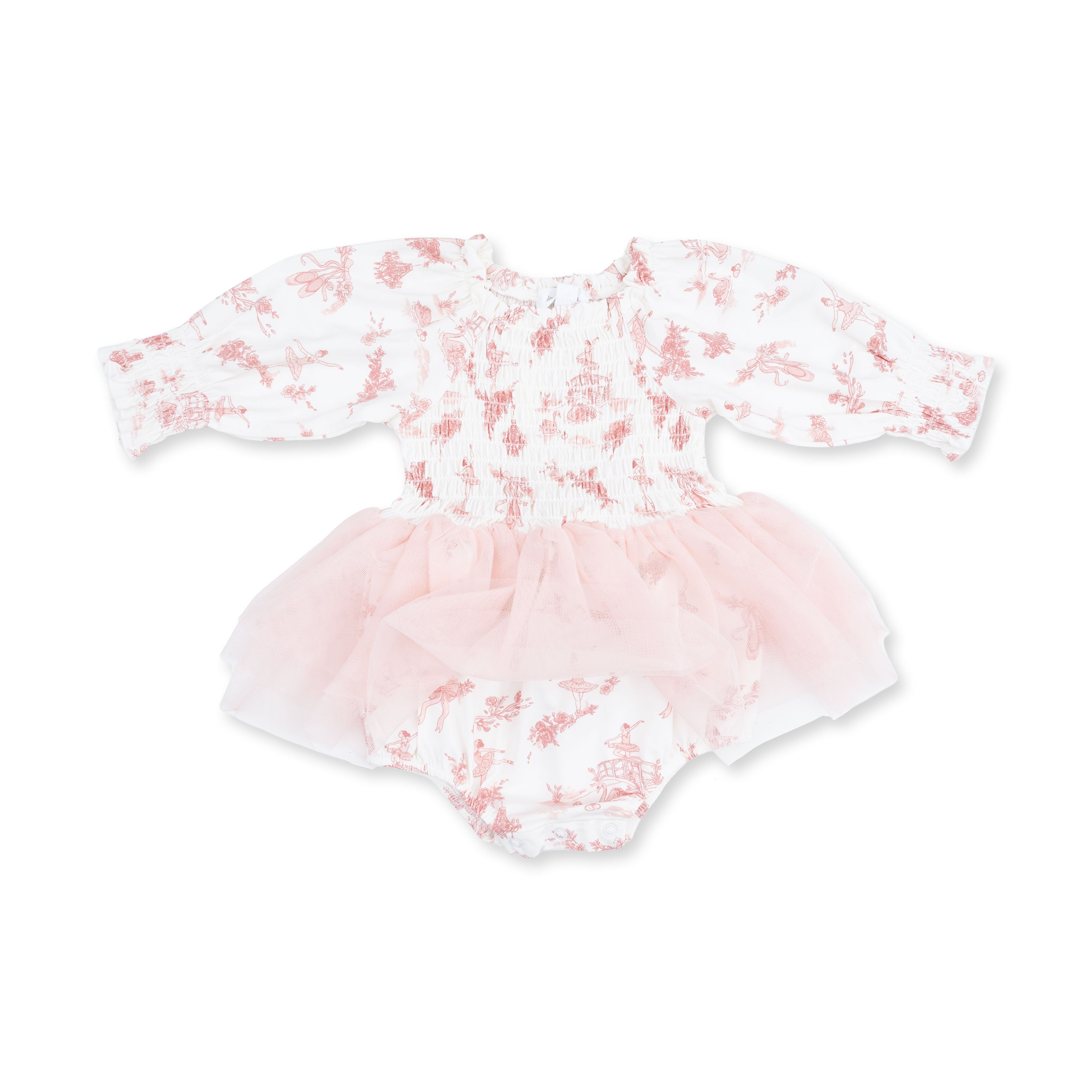 Ballet Toile - Long Sleeve Smocked Bubble With Tutu