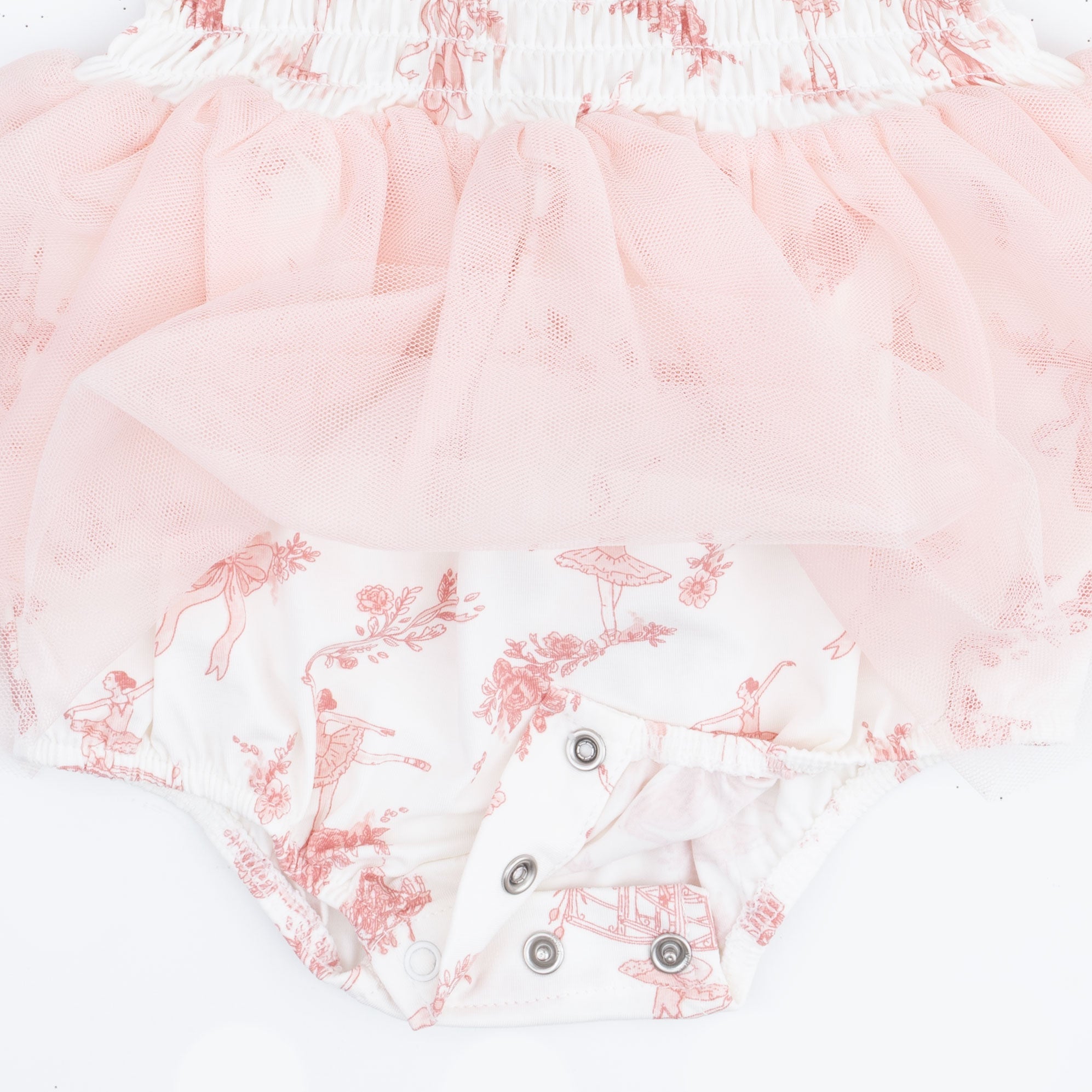 Ballet Toile - Long Sleeve Smocked Bubble With Tutu