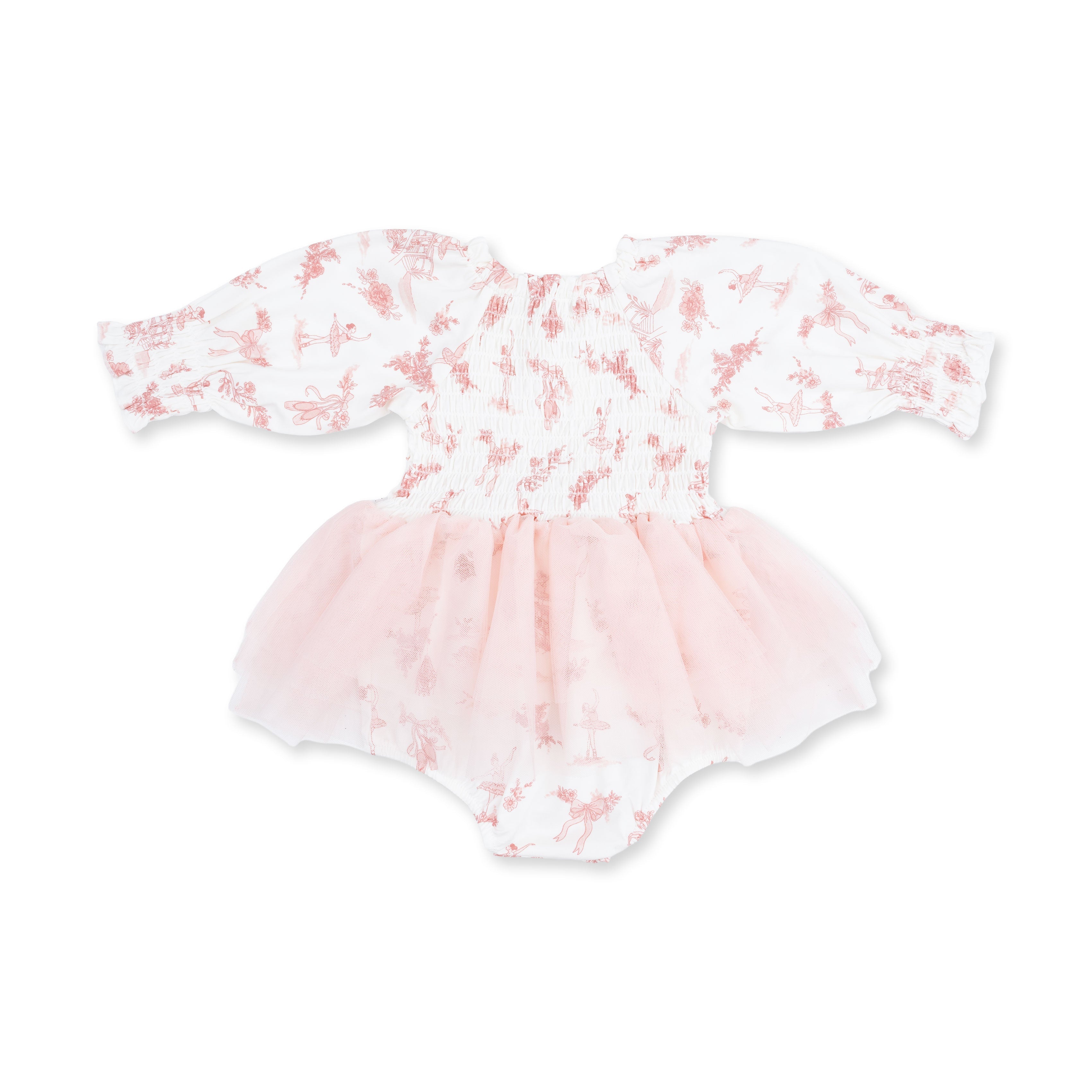 Ballet Toile - Long Sleeve Smocked Bubble With Tutu