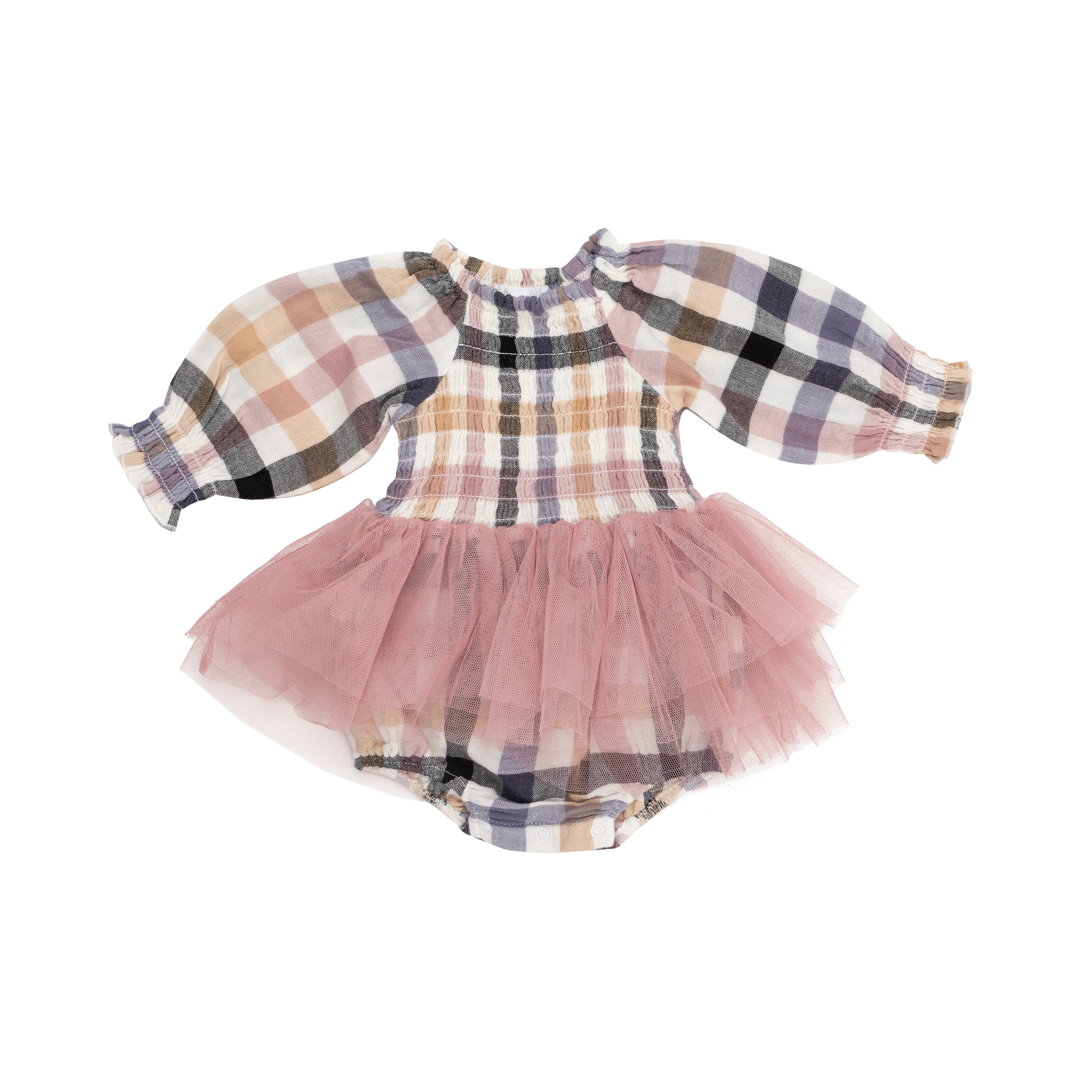 Long Sleeve Bubble Tutus - Harvest Plaid