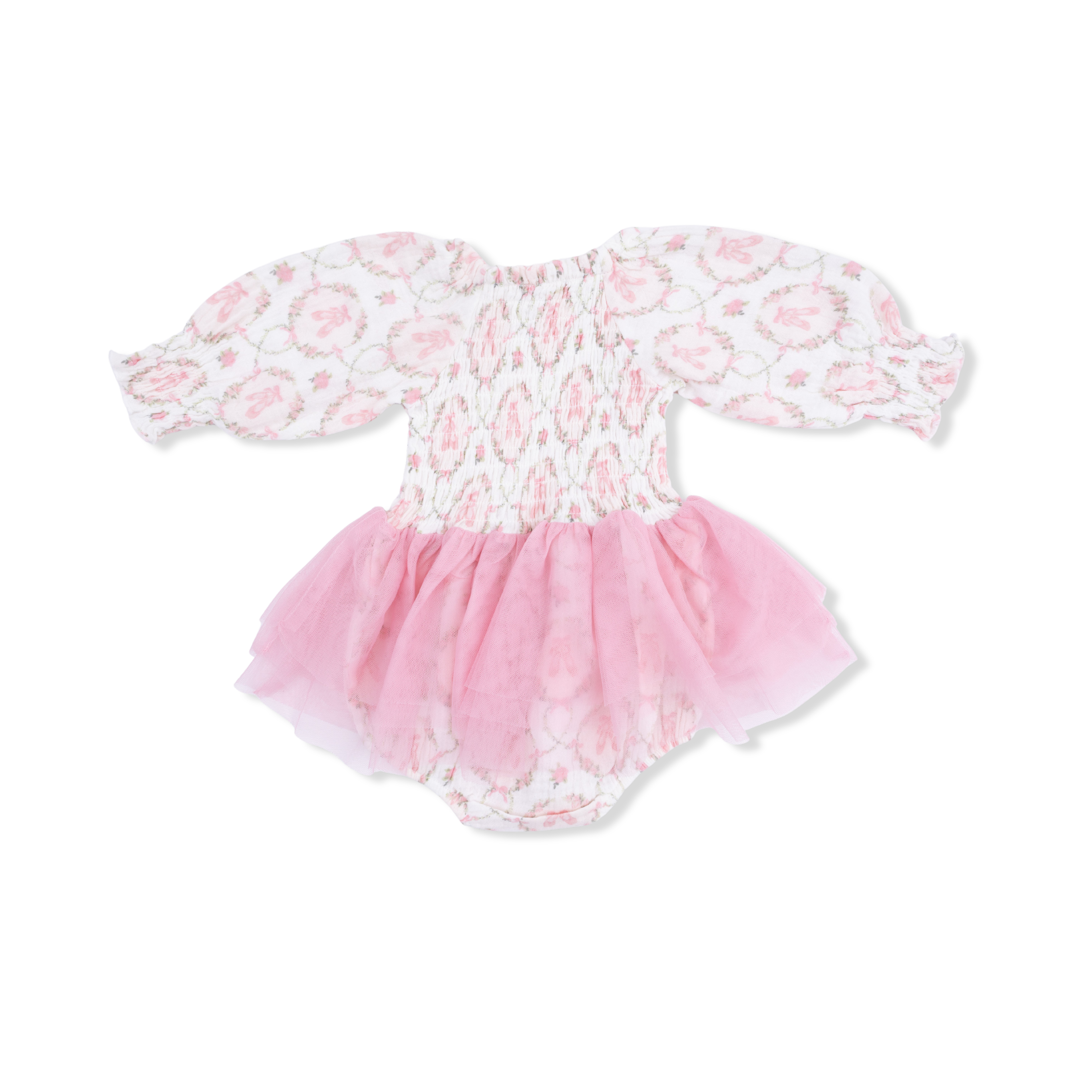 Cameo Ballet Shoes - Long Sleeve Smocked Bubble With Tutu