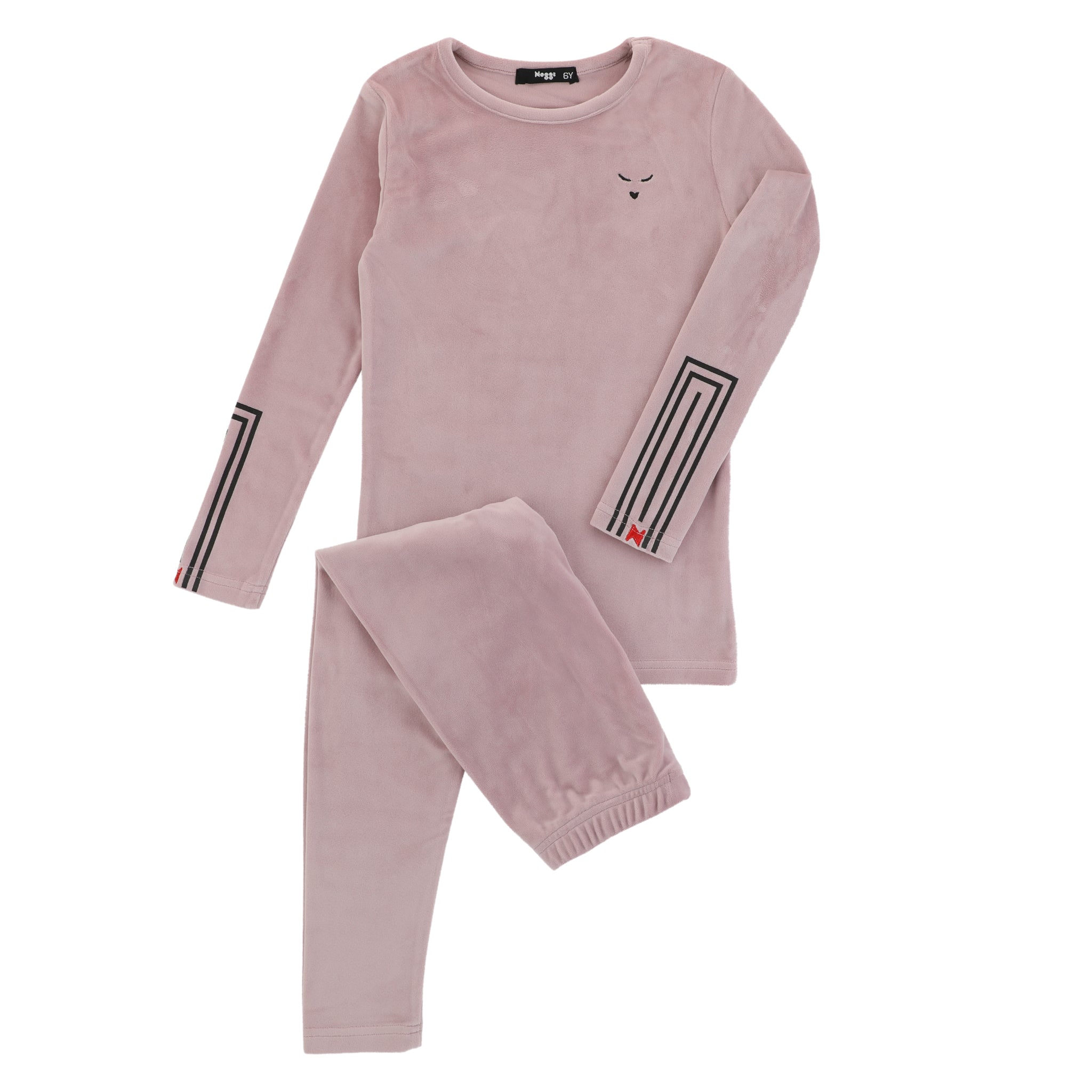 Rectangle Print On Sleeve Loungewear Set, Mauve