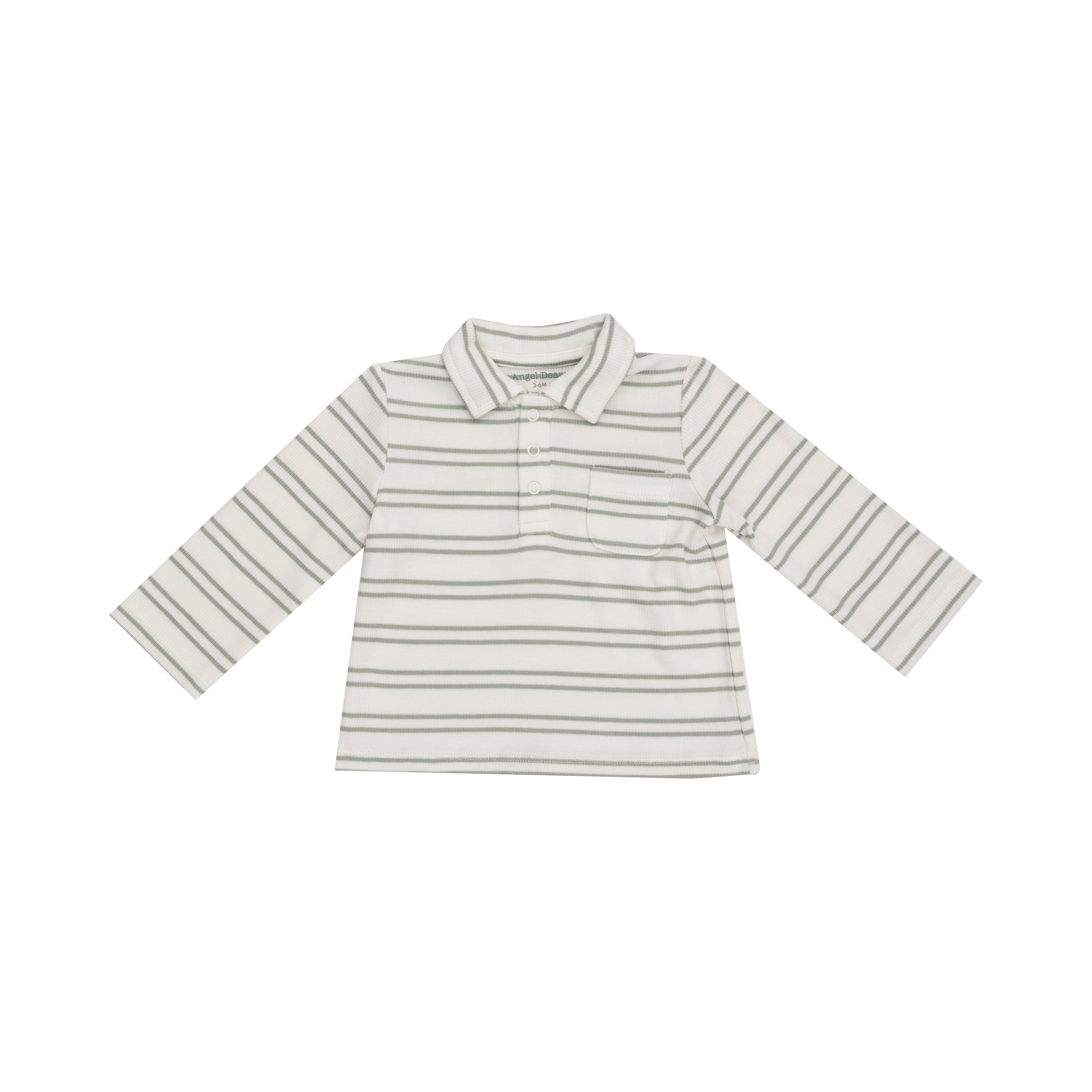 Polo L/s Shirt - Modal Rib Stripe - Desert Sage