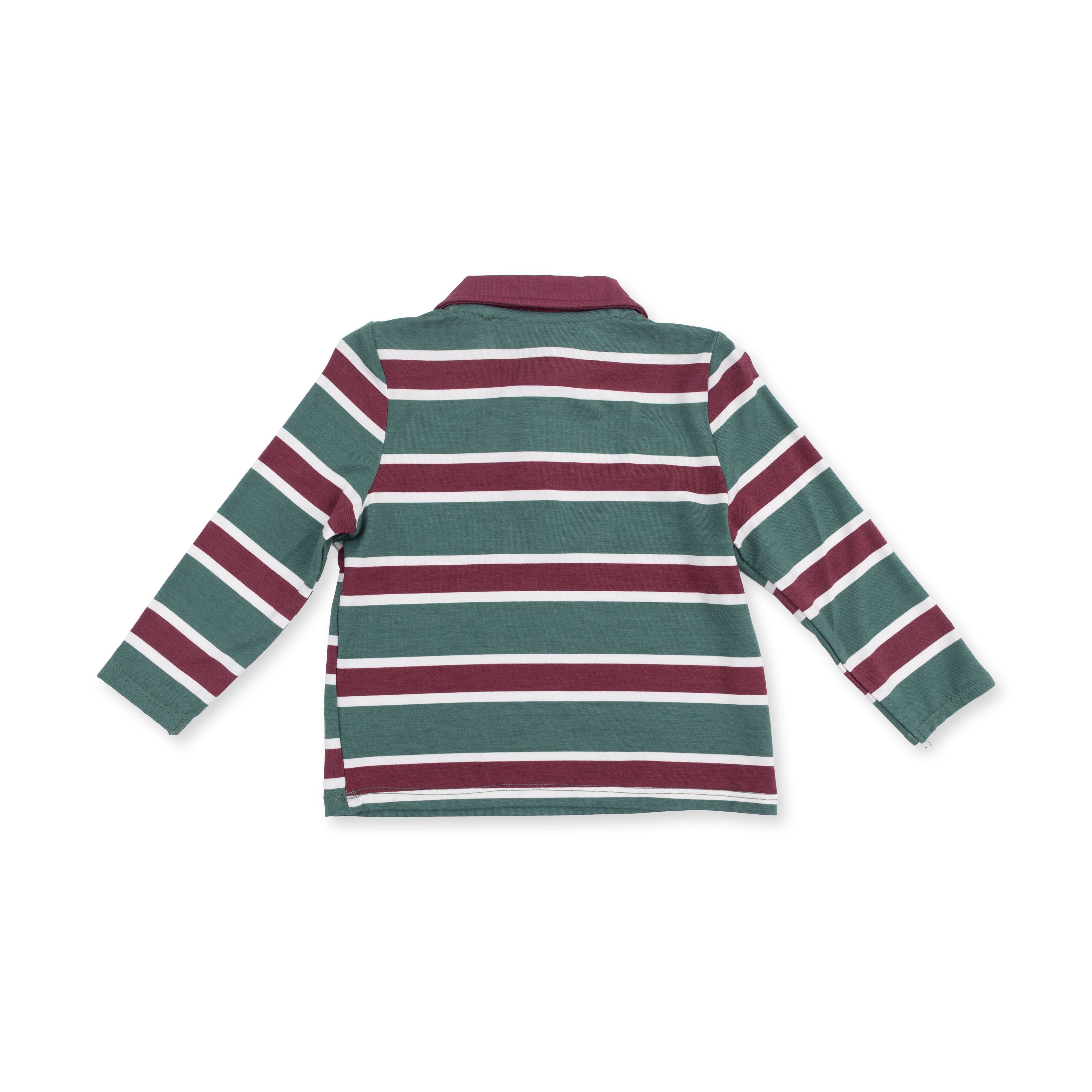 Rugby Stripe Green - Long Sleeve Polo And Jogger