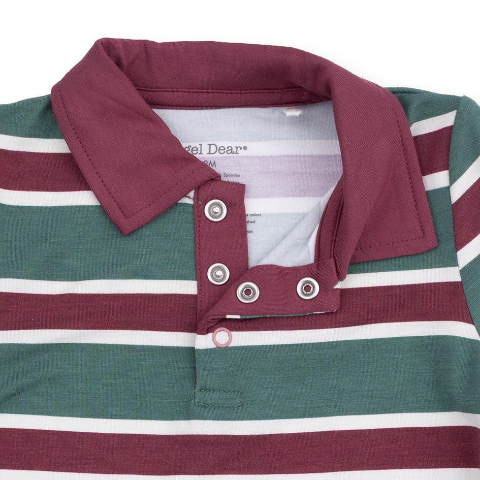 Rugby Stripe Green - Long Sleeve Polo And Jogger