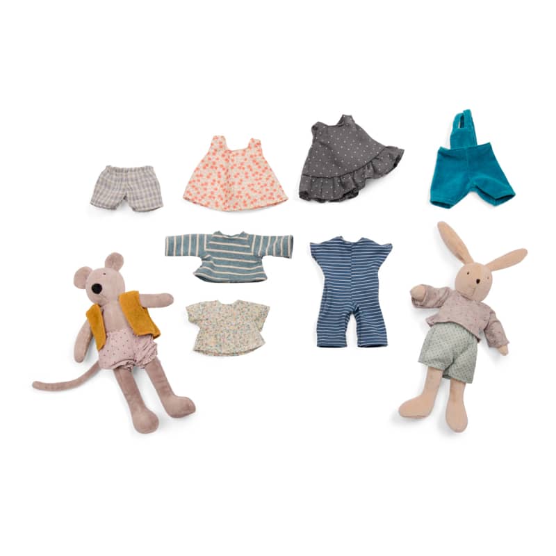 Suitcase - Rabbit & Mouse Wardrobe - Stuffed Toy