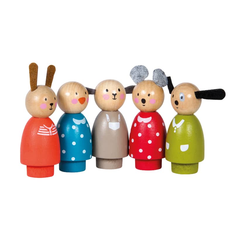 Assorted Wooden Characters - Playhouse The Big Family