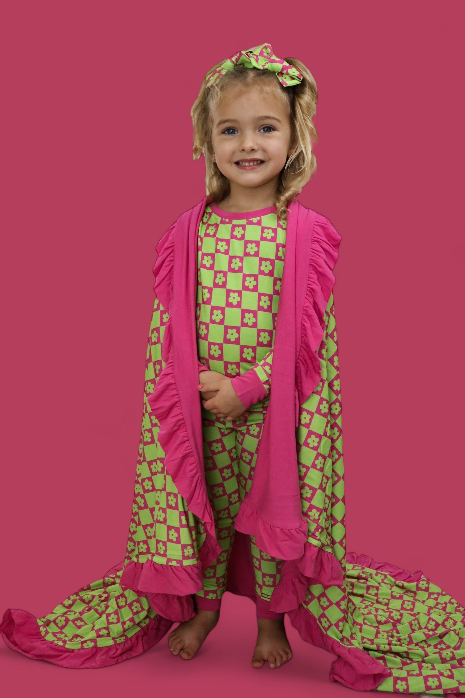 Wild Daisy Checkers Dream Ruffle Blanket