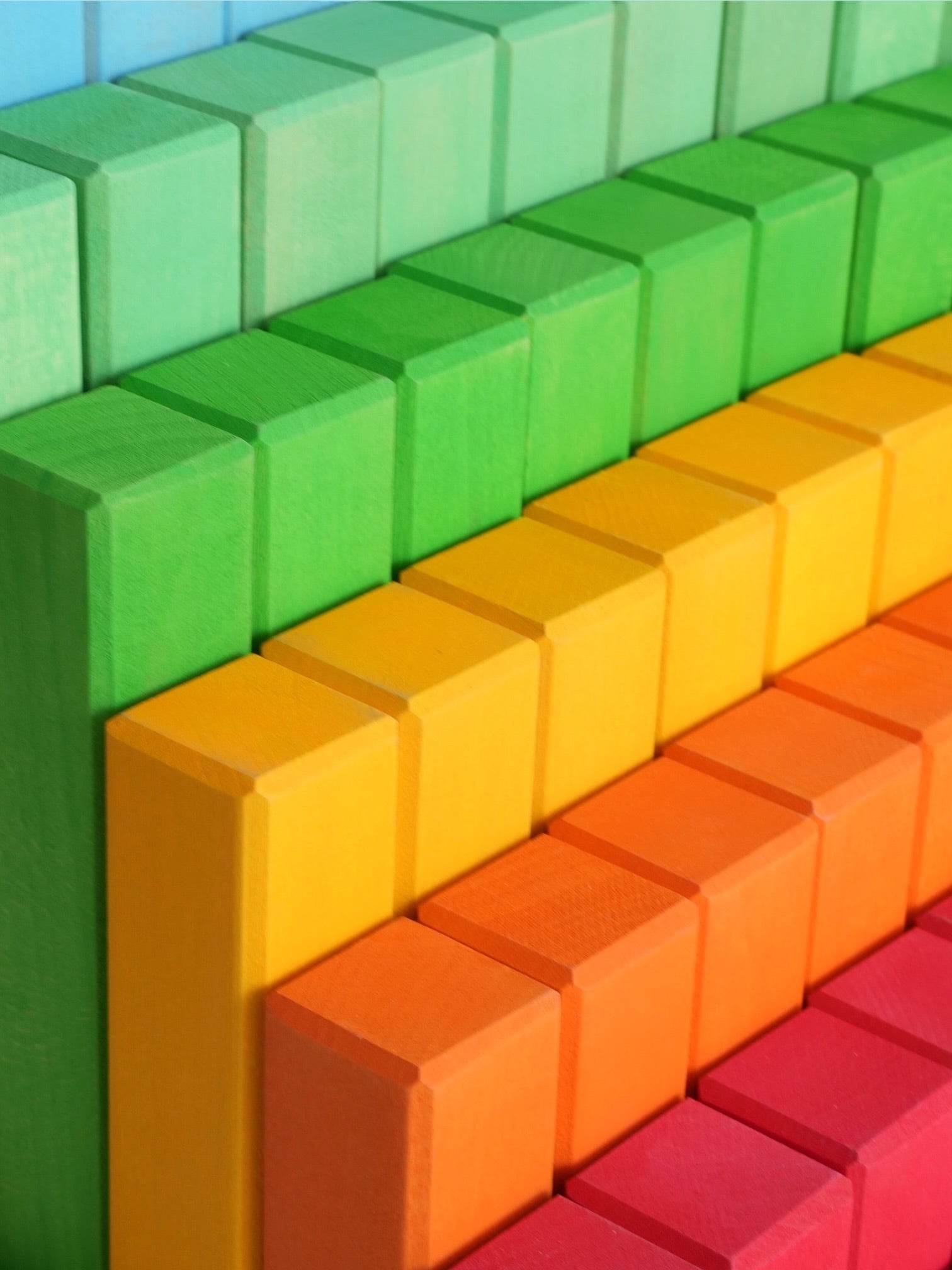 Building Steps Rainbow Counting Blocks – 100-piece Wooden Prism Stair Set
