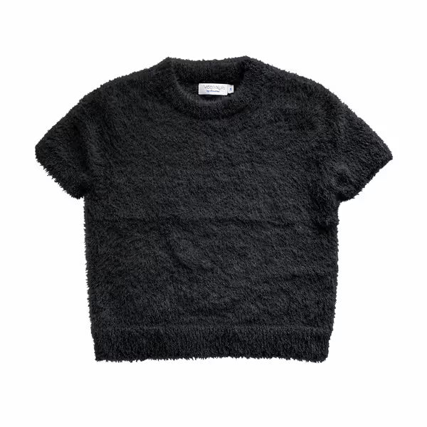 Tweenstyle By Stoopher - Short Sleeve Eyelash Sweater - Black