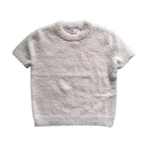 Tweenstyle By Stoopher - Short Sleeve Eyelash Sweater - Light Pink