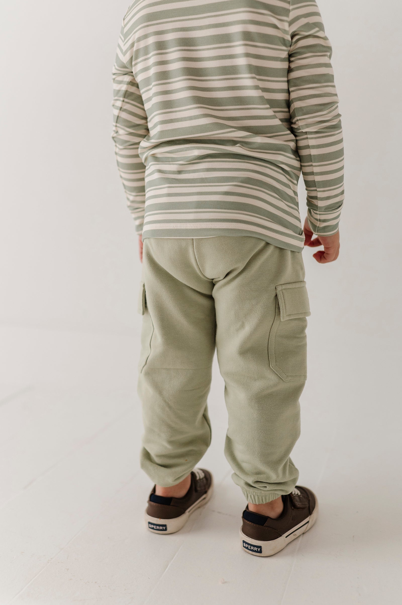 Boys Cargo Pants In Sage